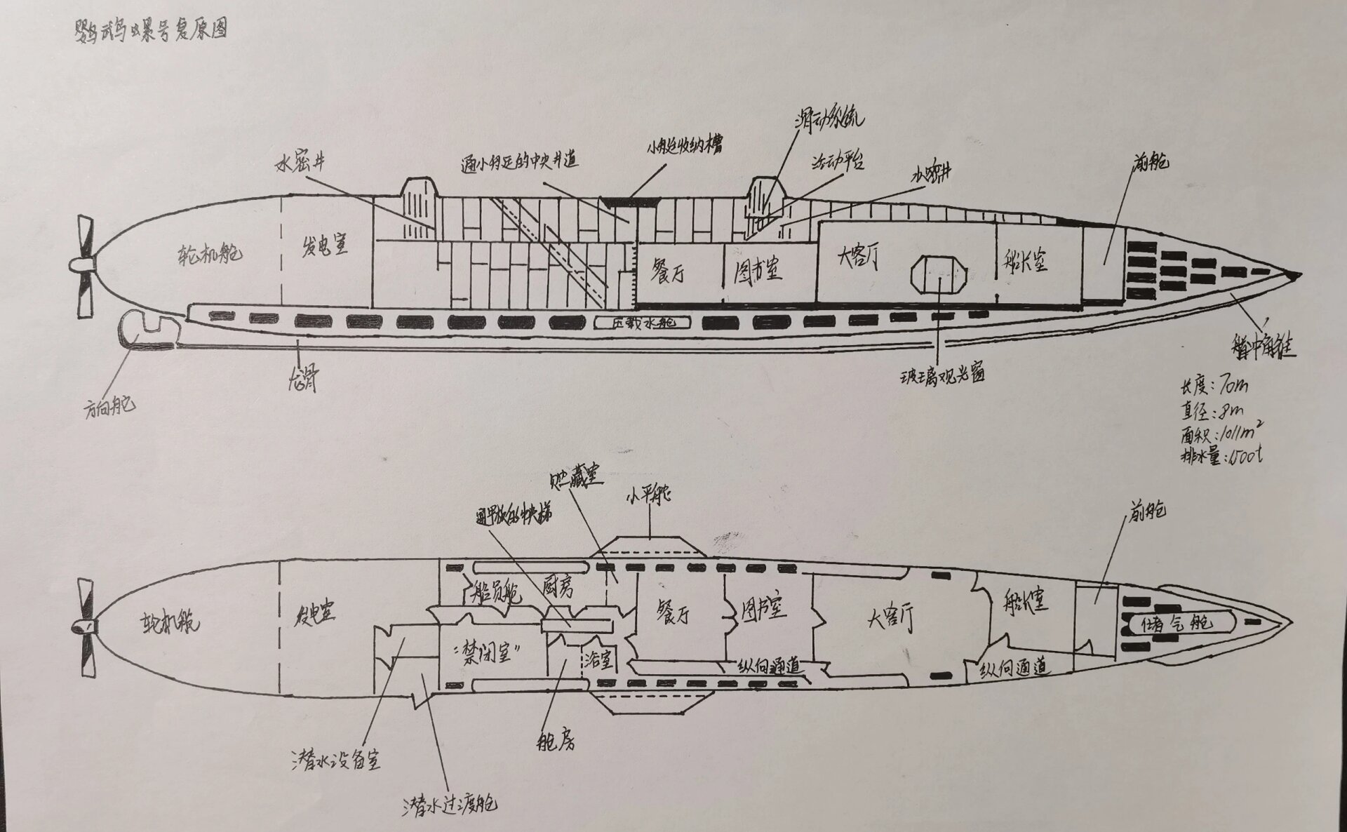 作业完成 《海底两万里》鹦鹉螺号复原图