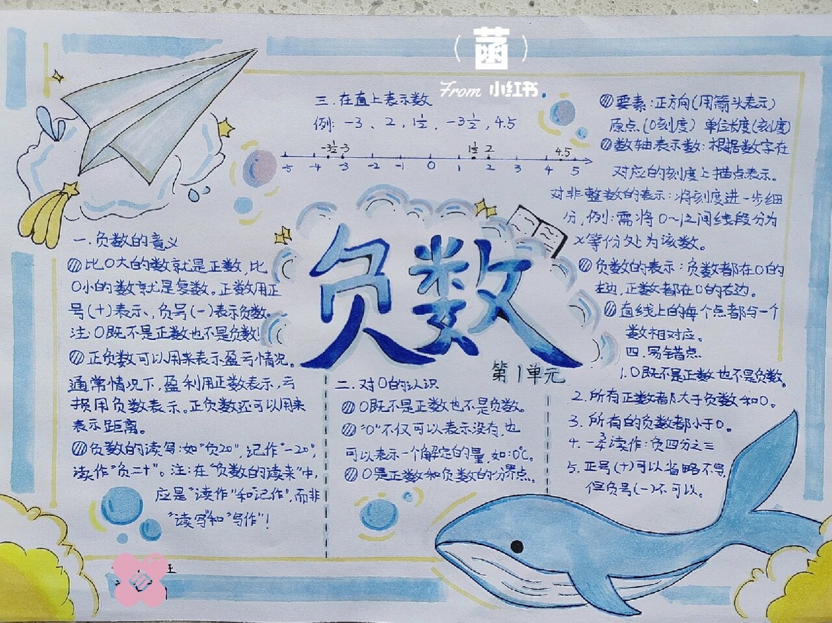 负数手抄报 原创🍡
