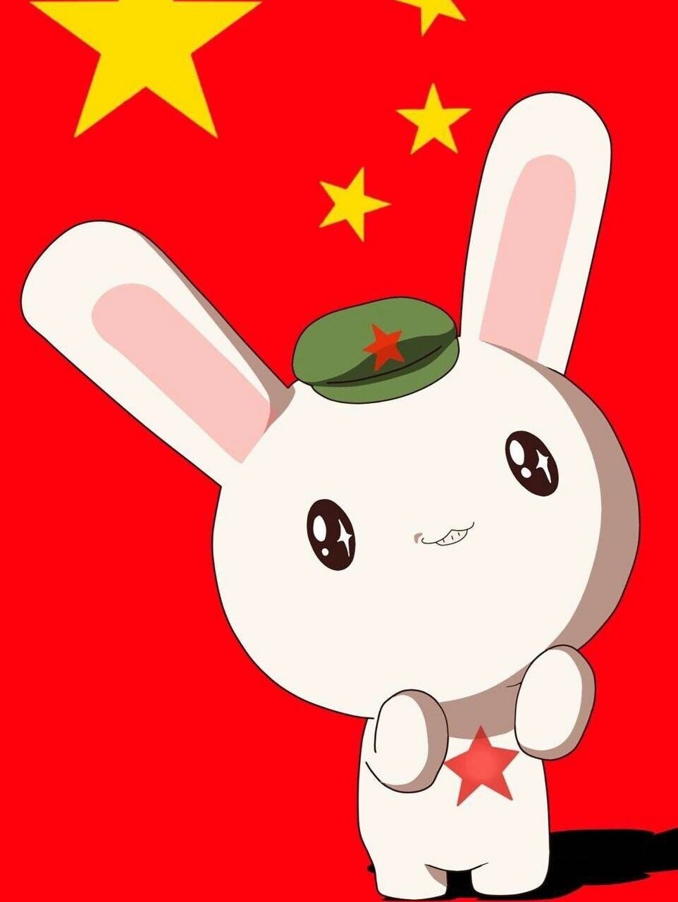 那兔壁纸  红旗下的兔子