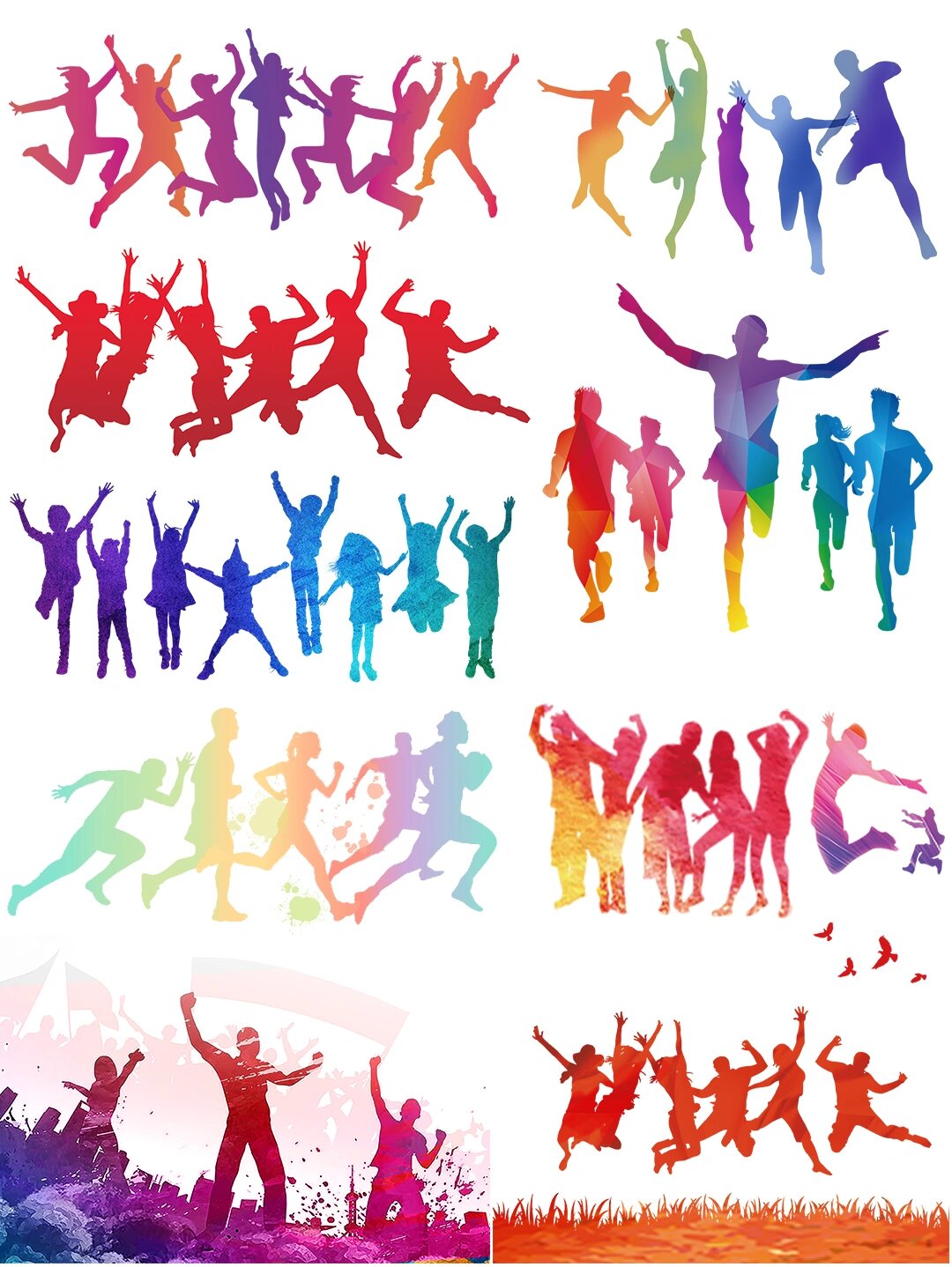 566566热血青春|青年节人物剪影元素素材