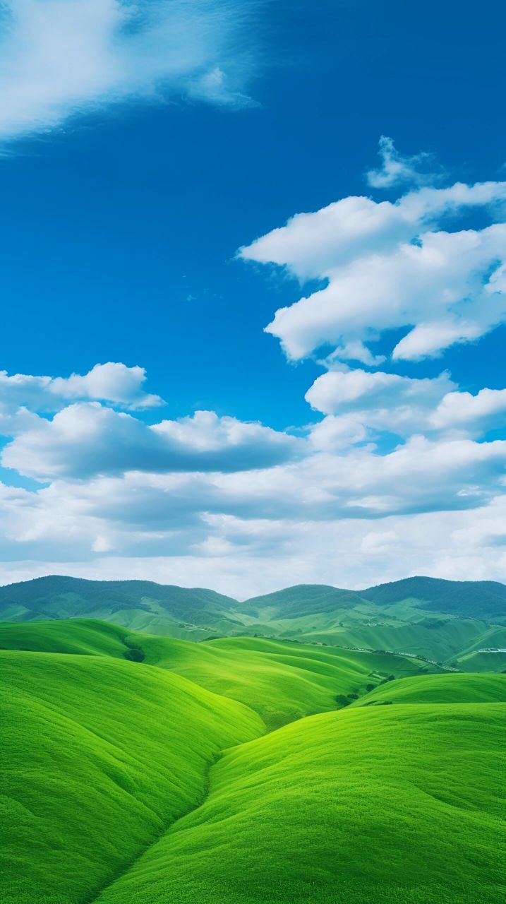 美图壁纸 蓝天白云和草地