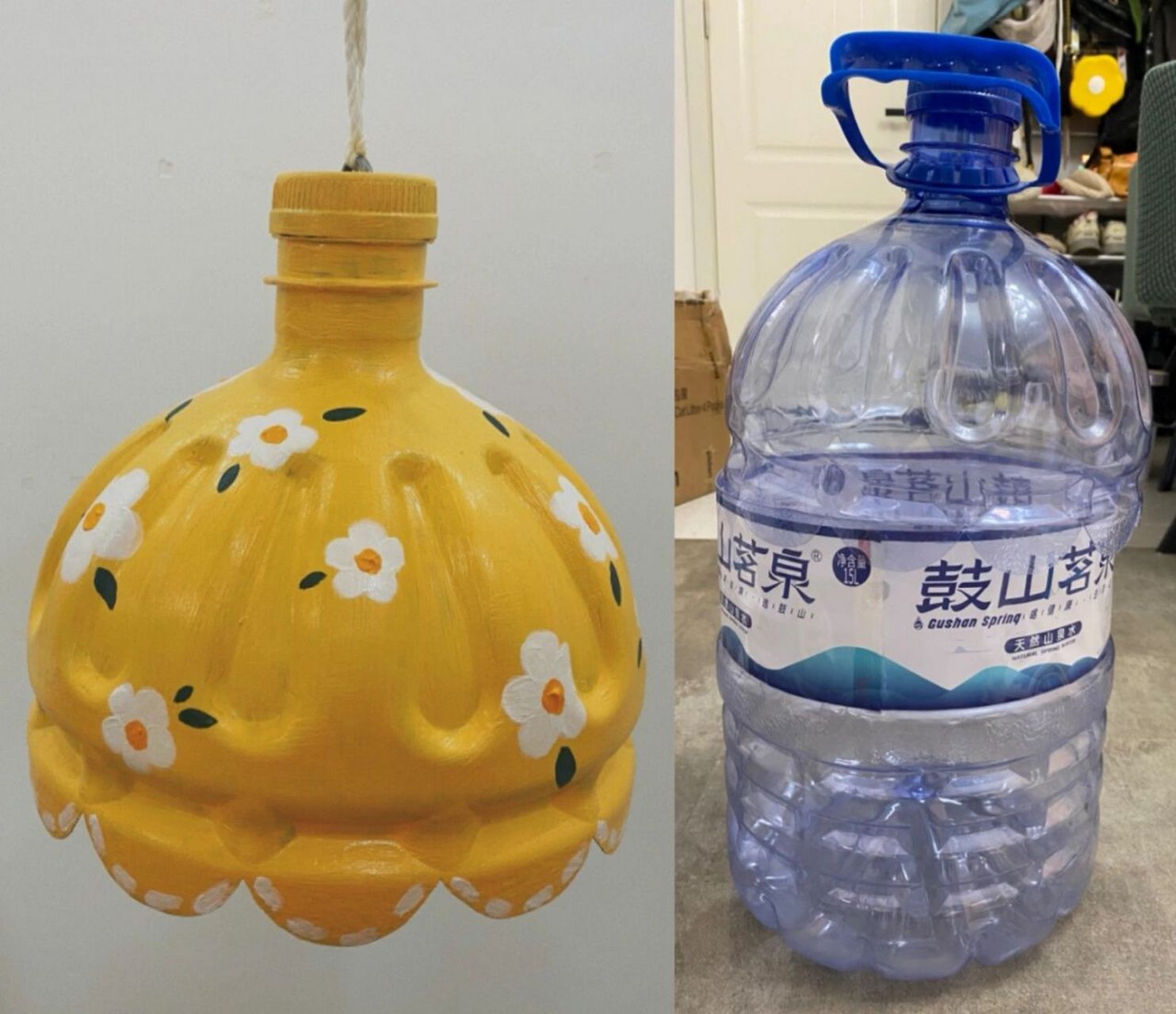 旧物改造|矿泉水桶变废为宝diy灯罩 前段时间刷小红书看到一个花花的