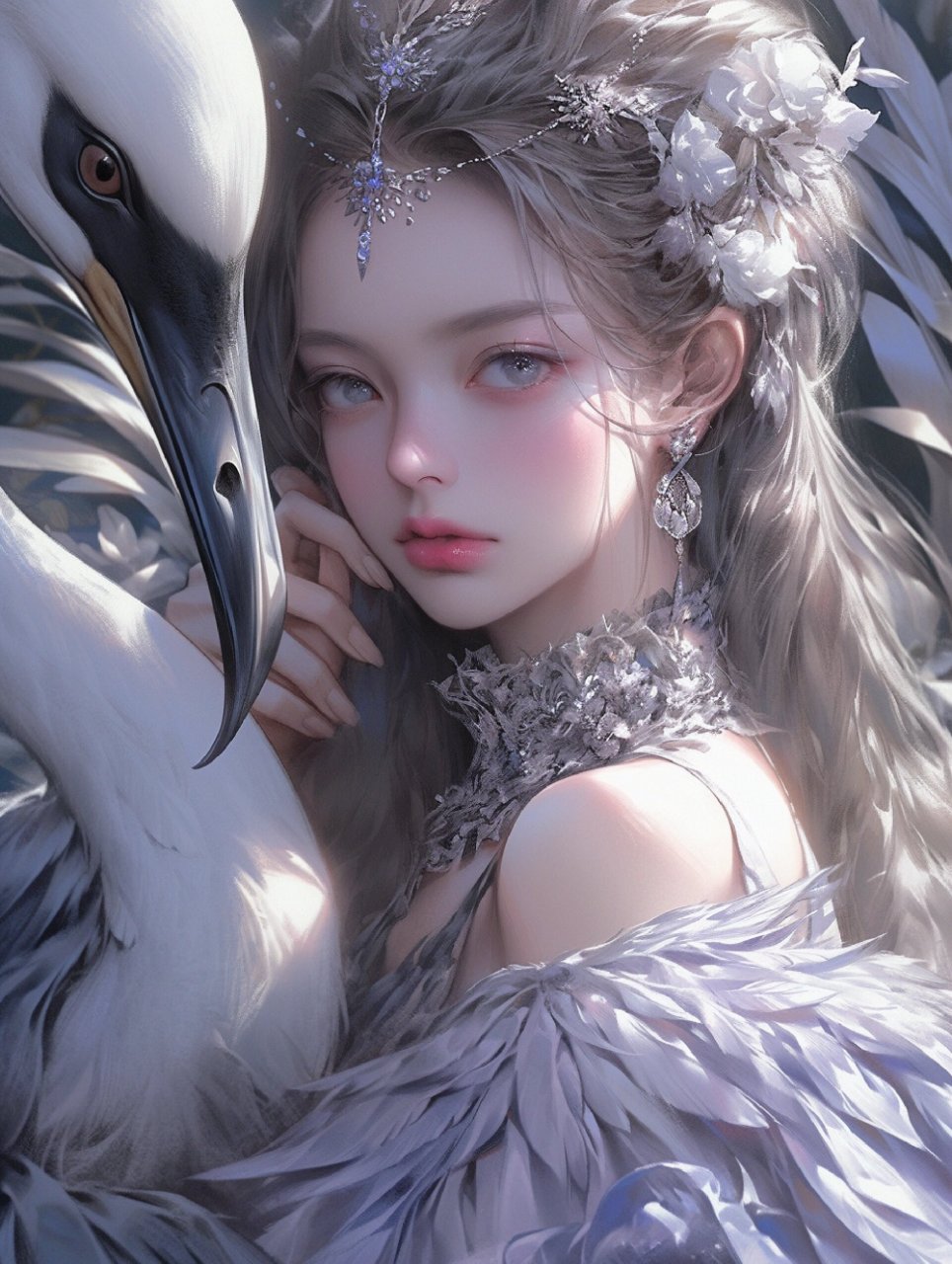 氛围感 | 有故事的天鹅女孩 7图头像壁纸 氛围感极强的灰紫色系天鹅