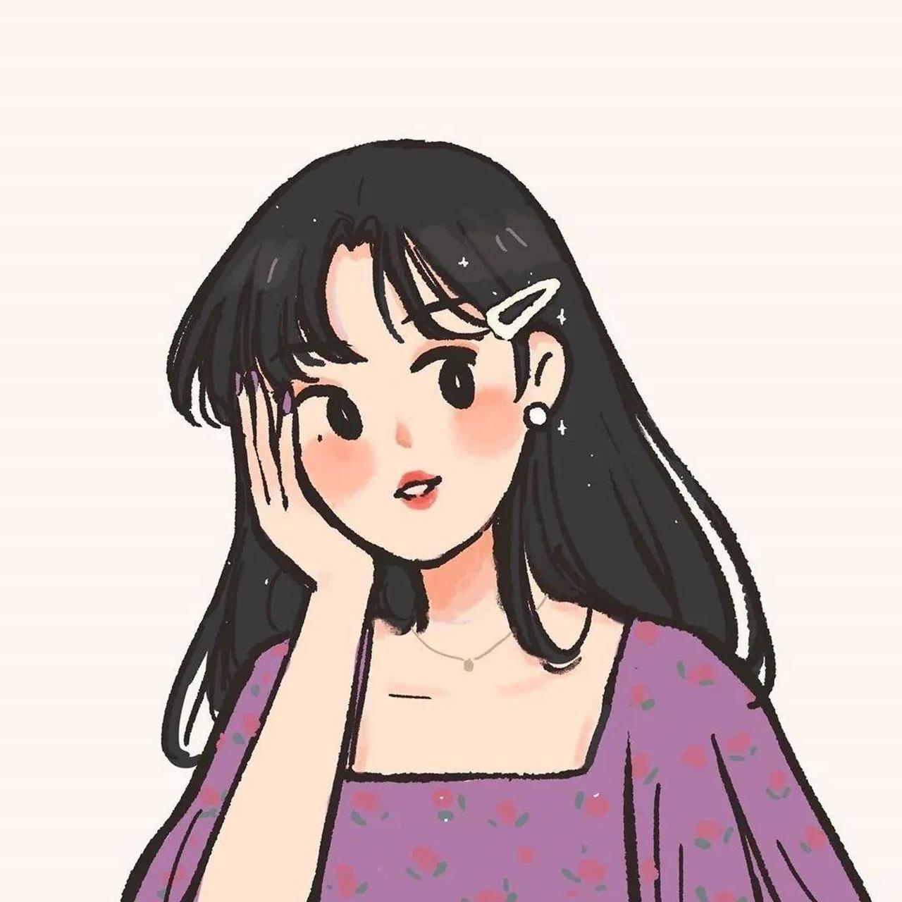 极简主义头像特辑-9-文艺女生手绘 zhihu:太迟love 	 热爱生活哈哈