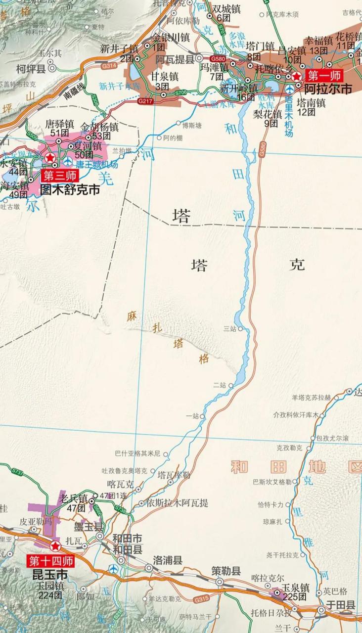尉犁——且末s254省道沙漠公路,轮台——民丰216国道沙漠公路,阿拉尔