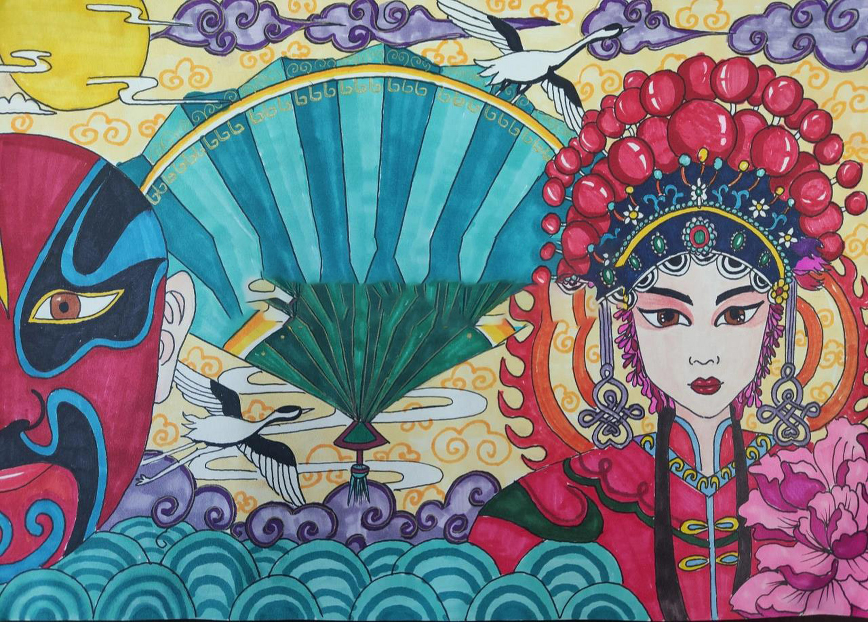 文化传承篇儿童画(原创) 这回红配绿没整好