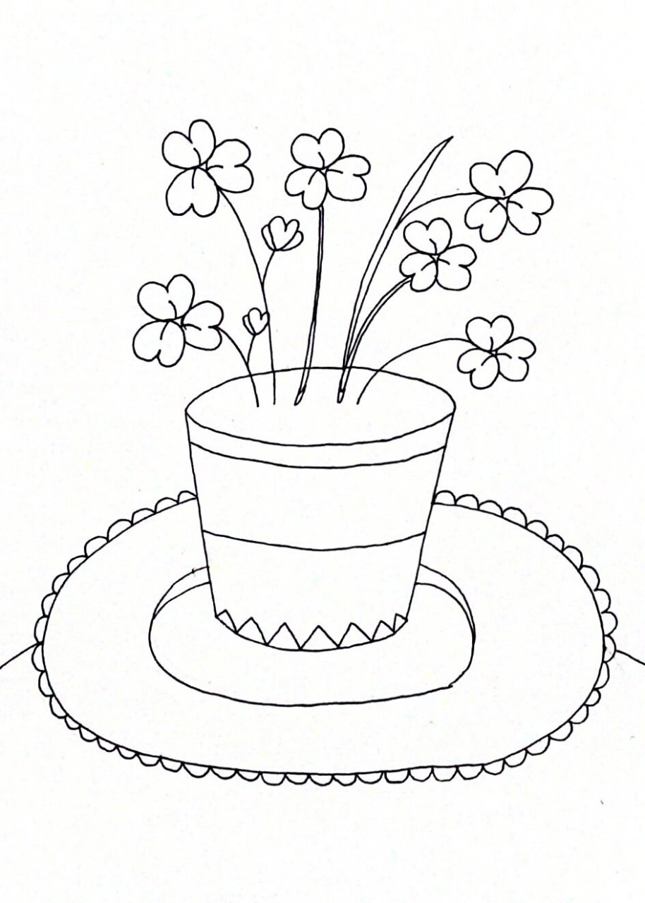 花盆花纹图片简单线条图片