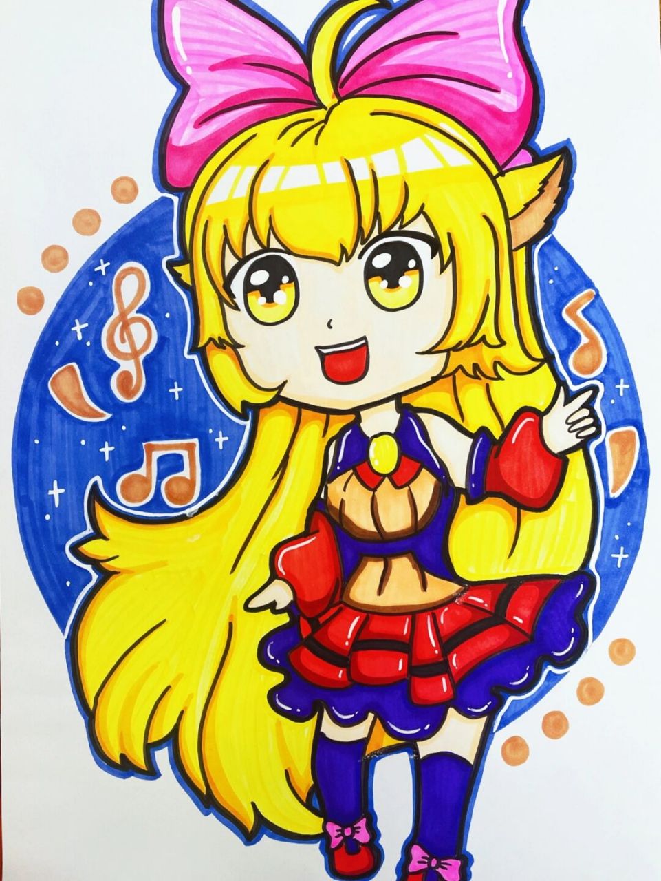 动漫女孩 q版动漫人物,狐狸02,马克笔动漫人物,马克笔手绘#儿童画