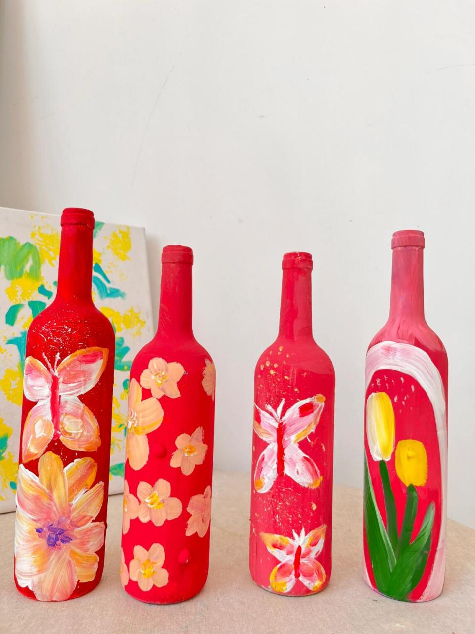 最新一组酒瓶画改造   蝴蝶03元素 这组红色真的好好看呀太喜欢了吧