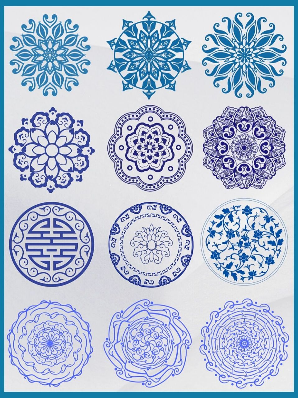 素材|中国风青花瓷花纹免抠元素png|天青 天青色是极其出尘,淡雅的