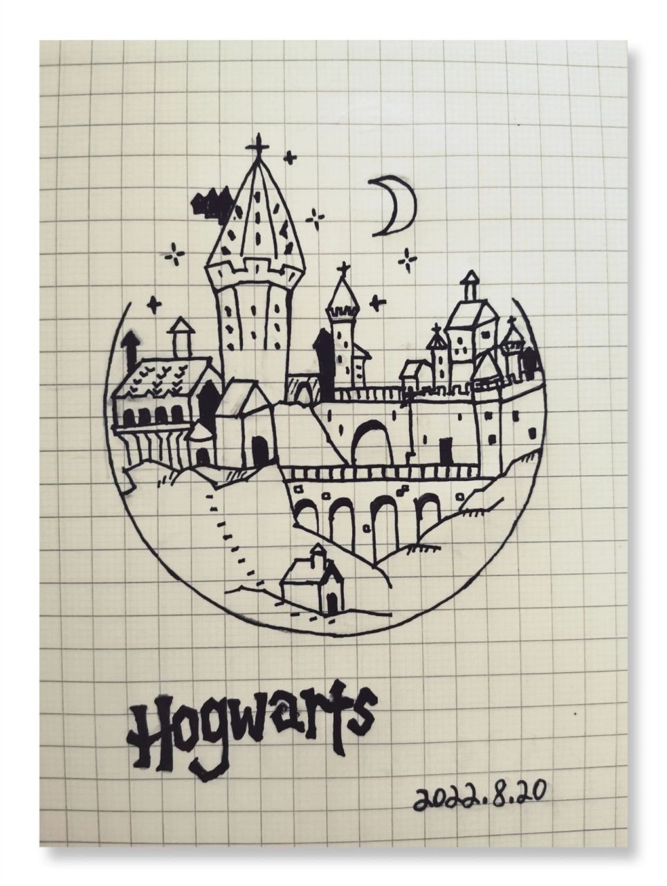 霍格沃茨城堡手绘图图片