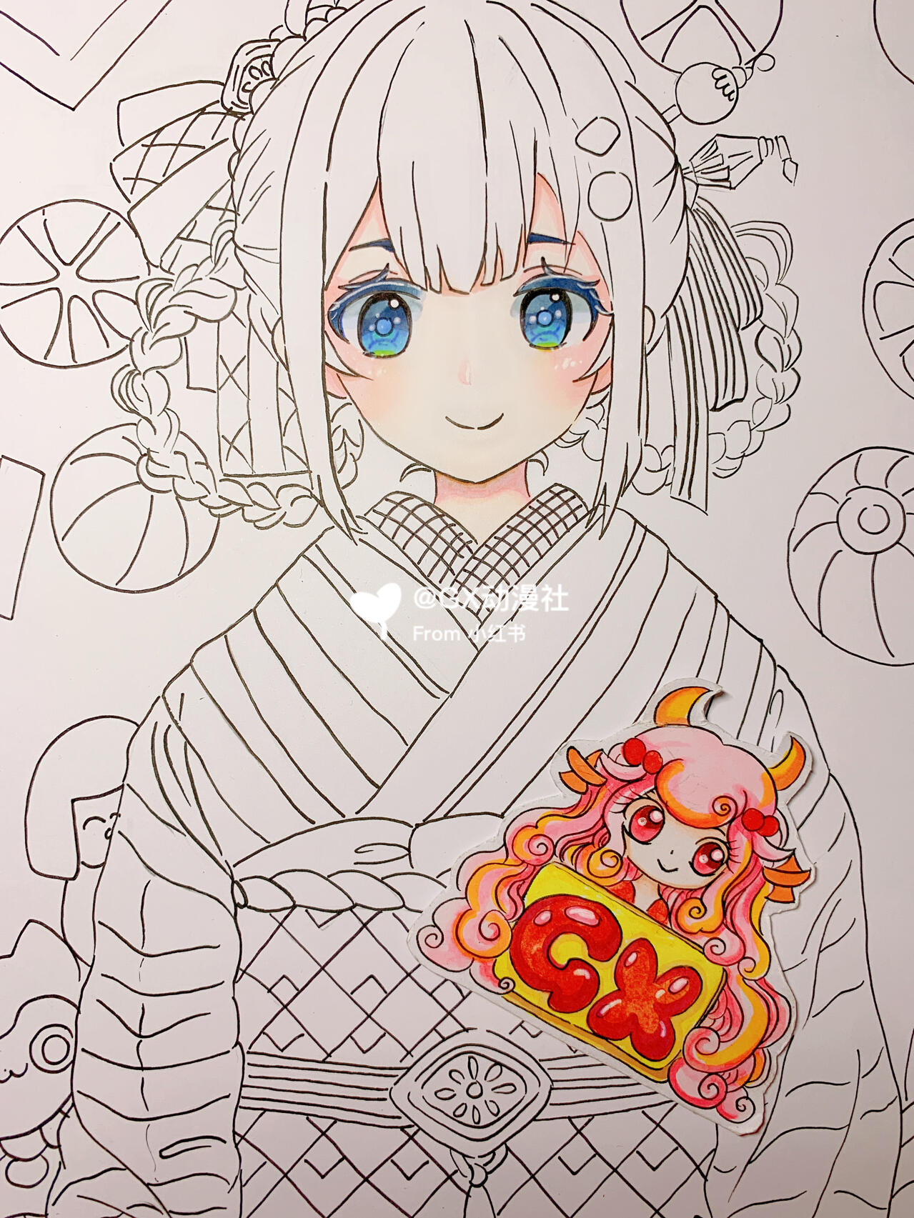 适合9岁以上画的和服女,完稿