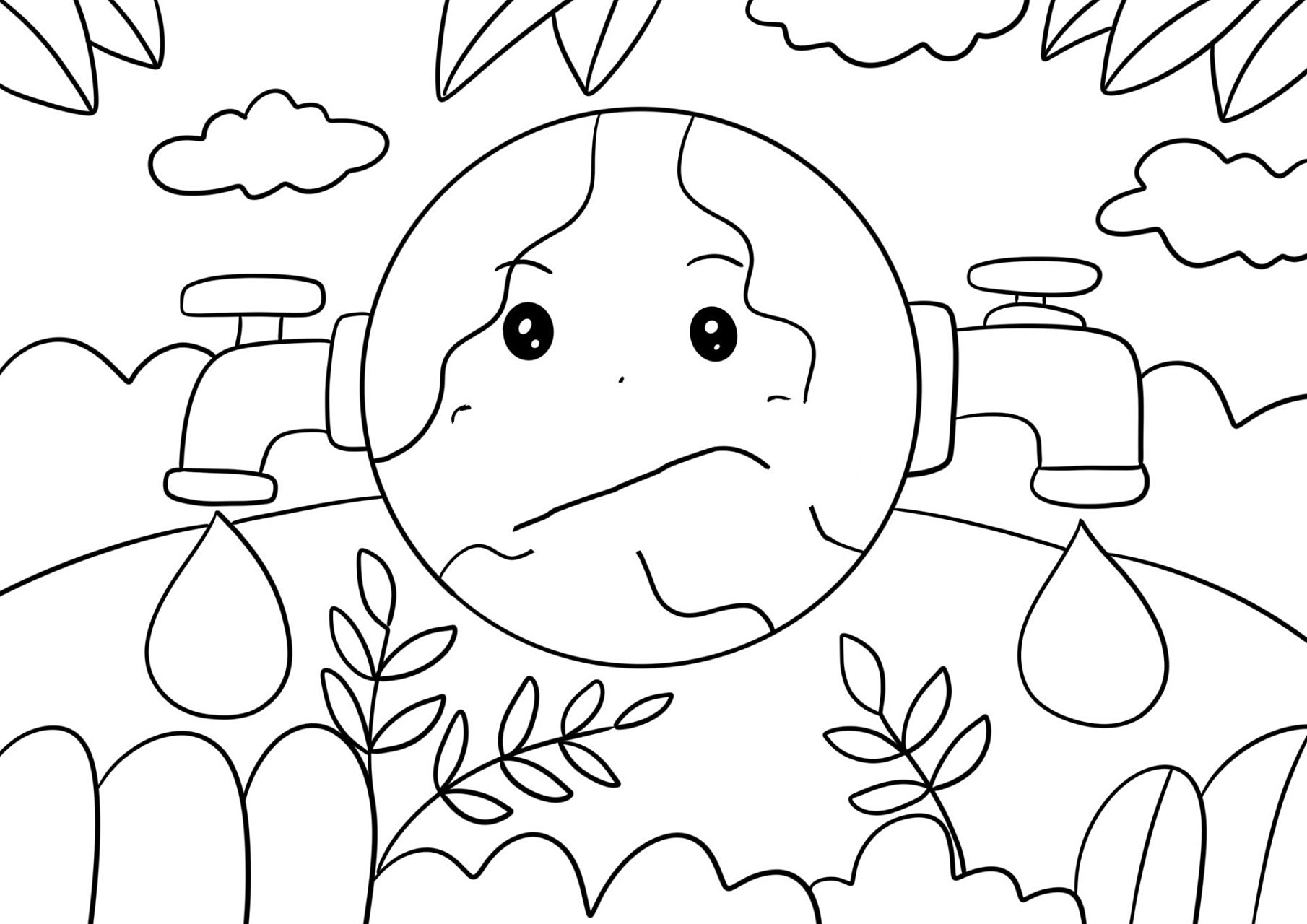 节约用水儿童画 保护地球创意画 环保主题 节约用水主题画 环保儿童画