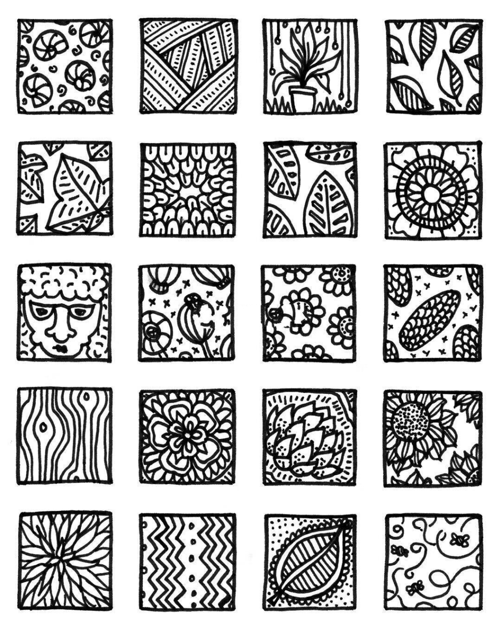 适合纹样黑白装饰画