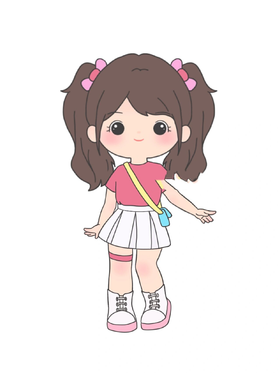 q版人物|可爱女生双马尾简笔画全身 画了那么多大头,随便揪一个画一下