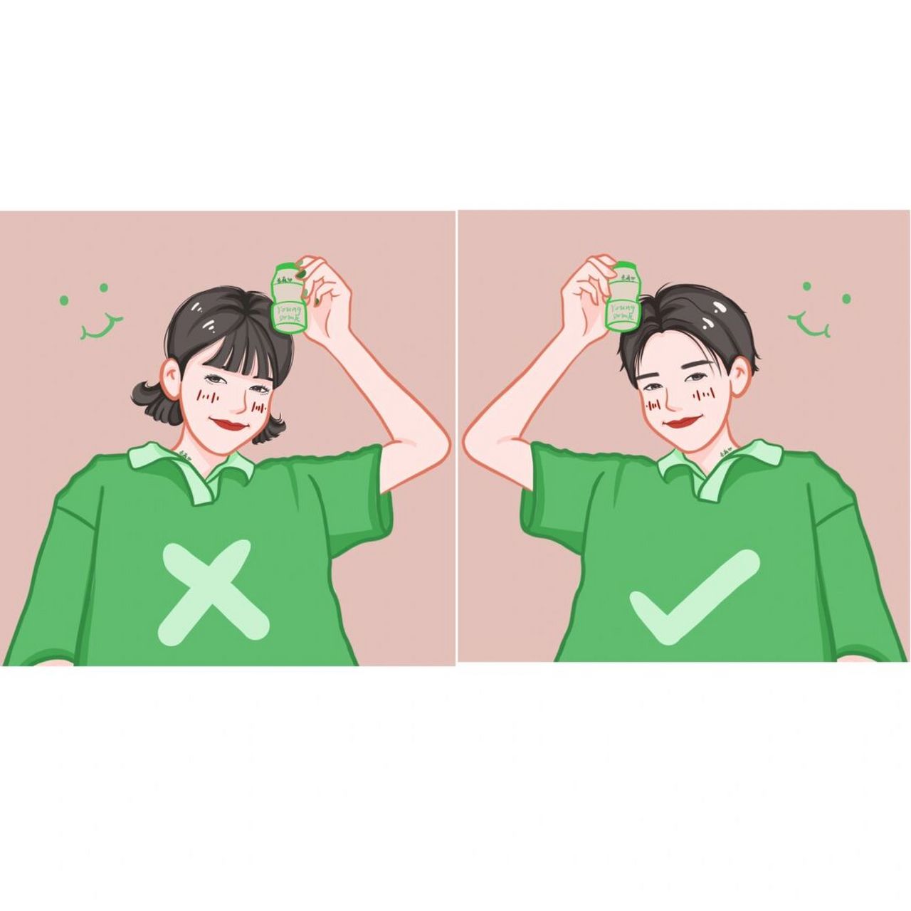 插画 | 情侣头像 | 拿养乐多的情侣 97图片可做个人头像,个人壁纸