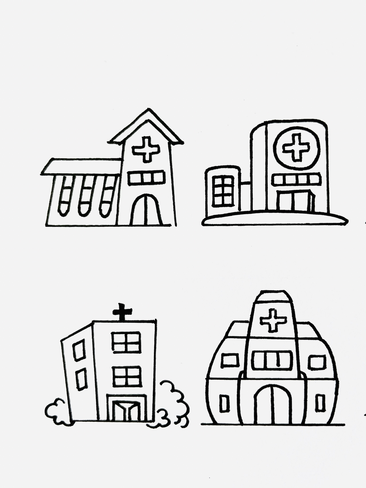【简笔画】医院🏥 分享一组建筑简笔画