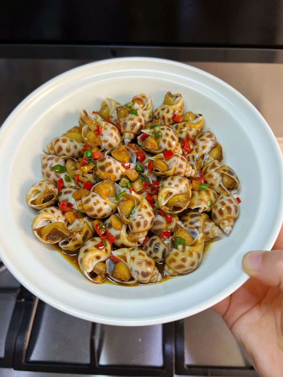 蒜香芥末炒花螺!