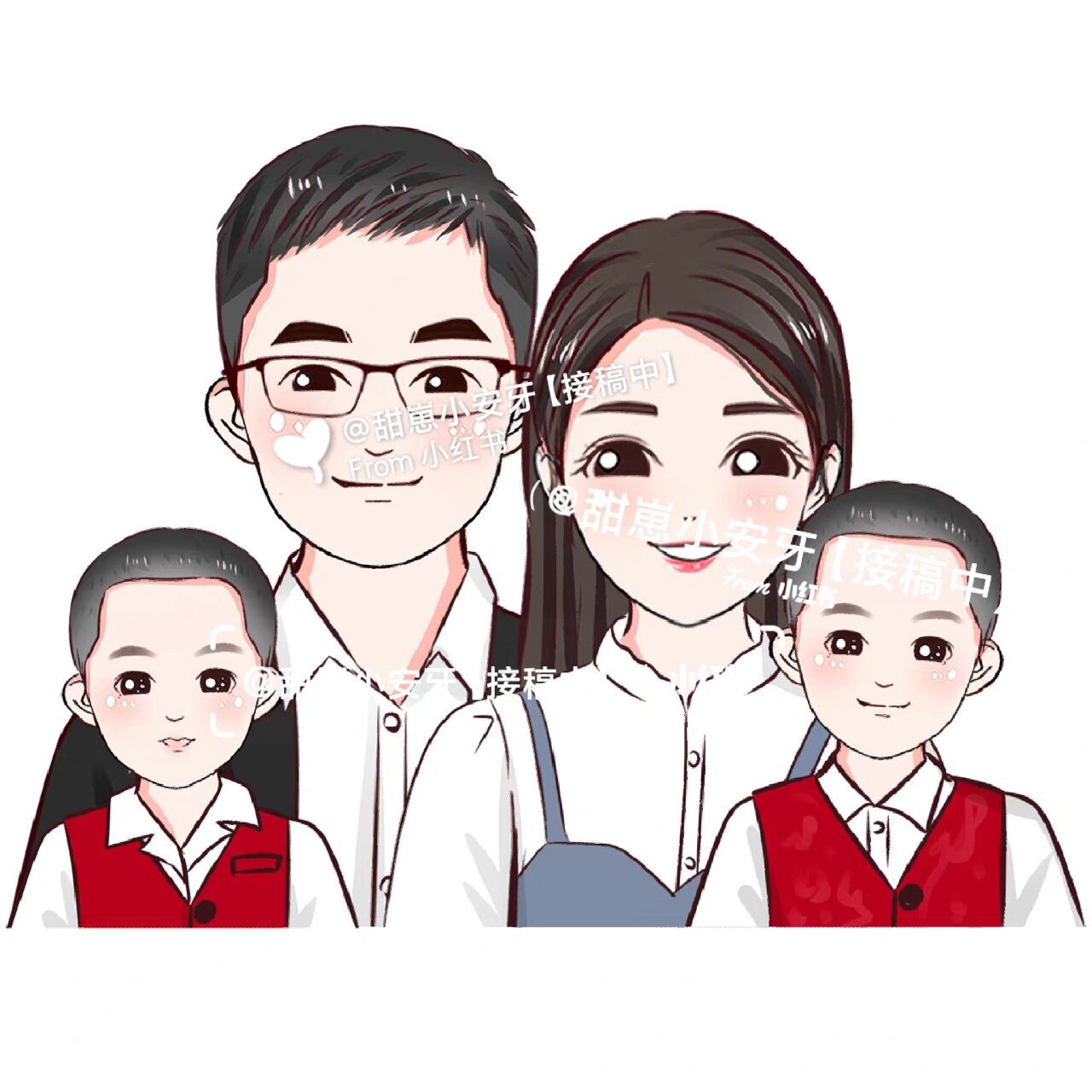 头像,卡通一家三口四口漫画  记录着幸福美满的家庭95 一家人就要整