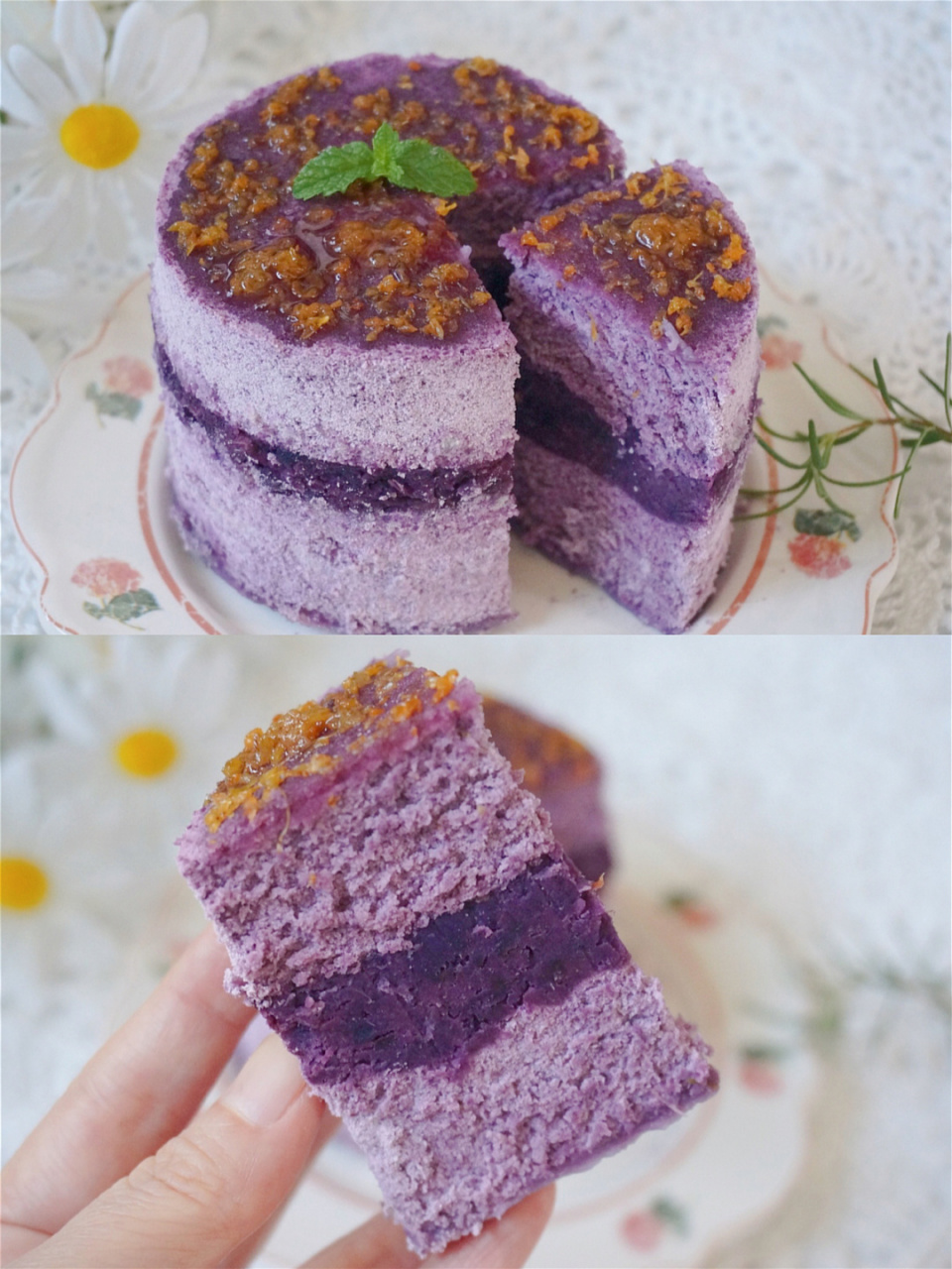 松软香甜7515巨好吃的桂花紫薯松糕7515一次成功快试试