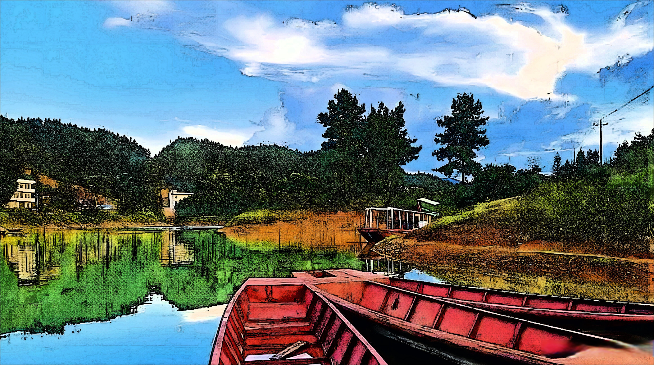 大美衡阳,常宁洋泉水库在青山绿水之间,湖水清澈见底,波光粼粼.