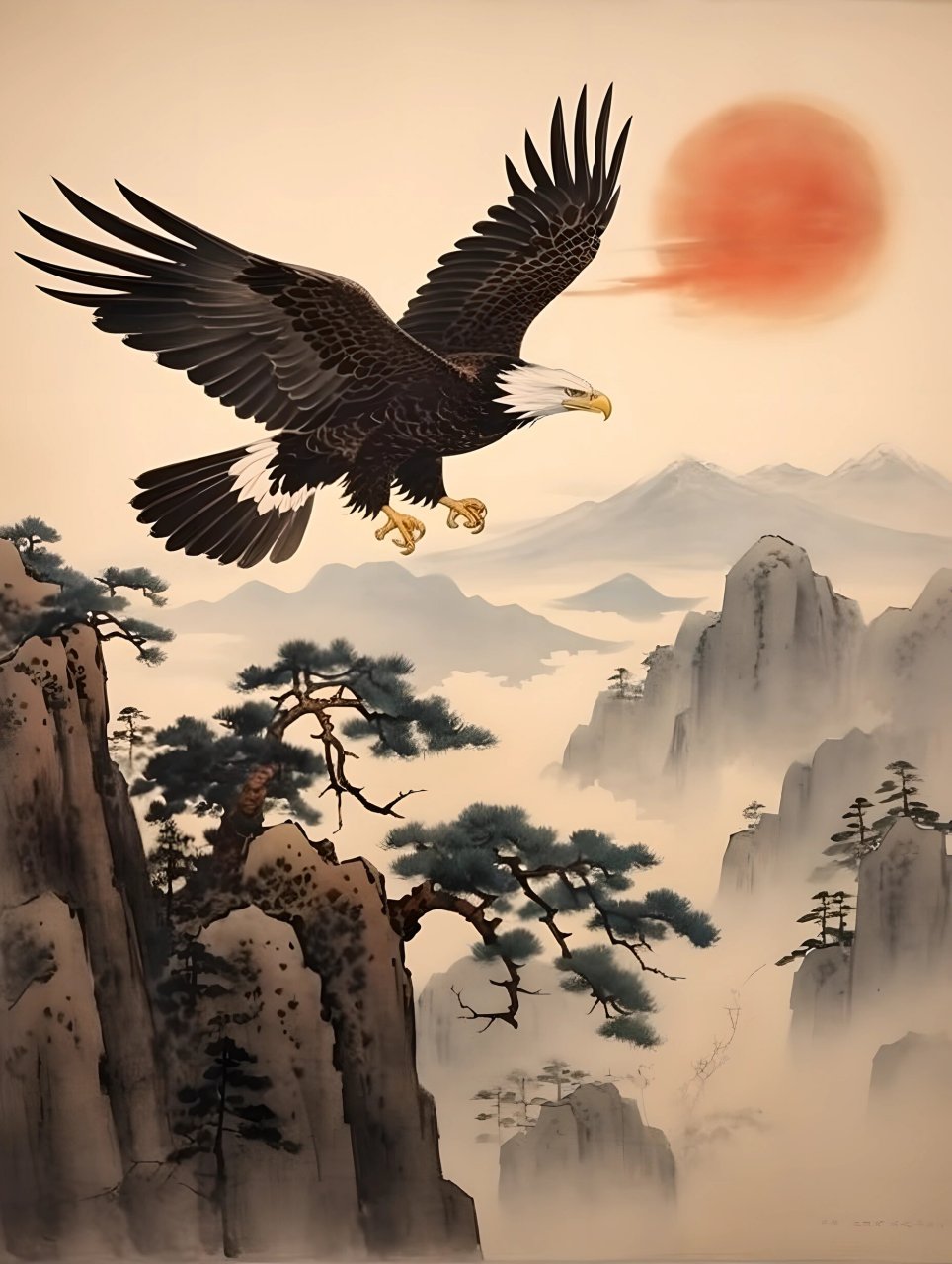 大展宏图-如日中天 在中国文化中,鹰是自由,勇猛