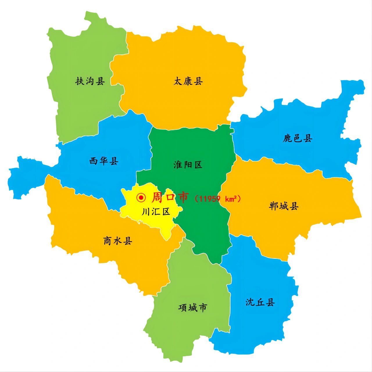 河南·周口市景区景点27个 下辖: 2个市辖区:川汇区,淮阳区 7个县