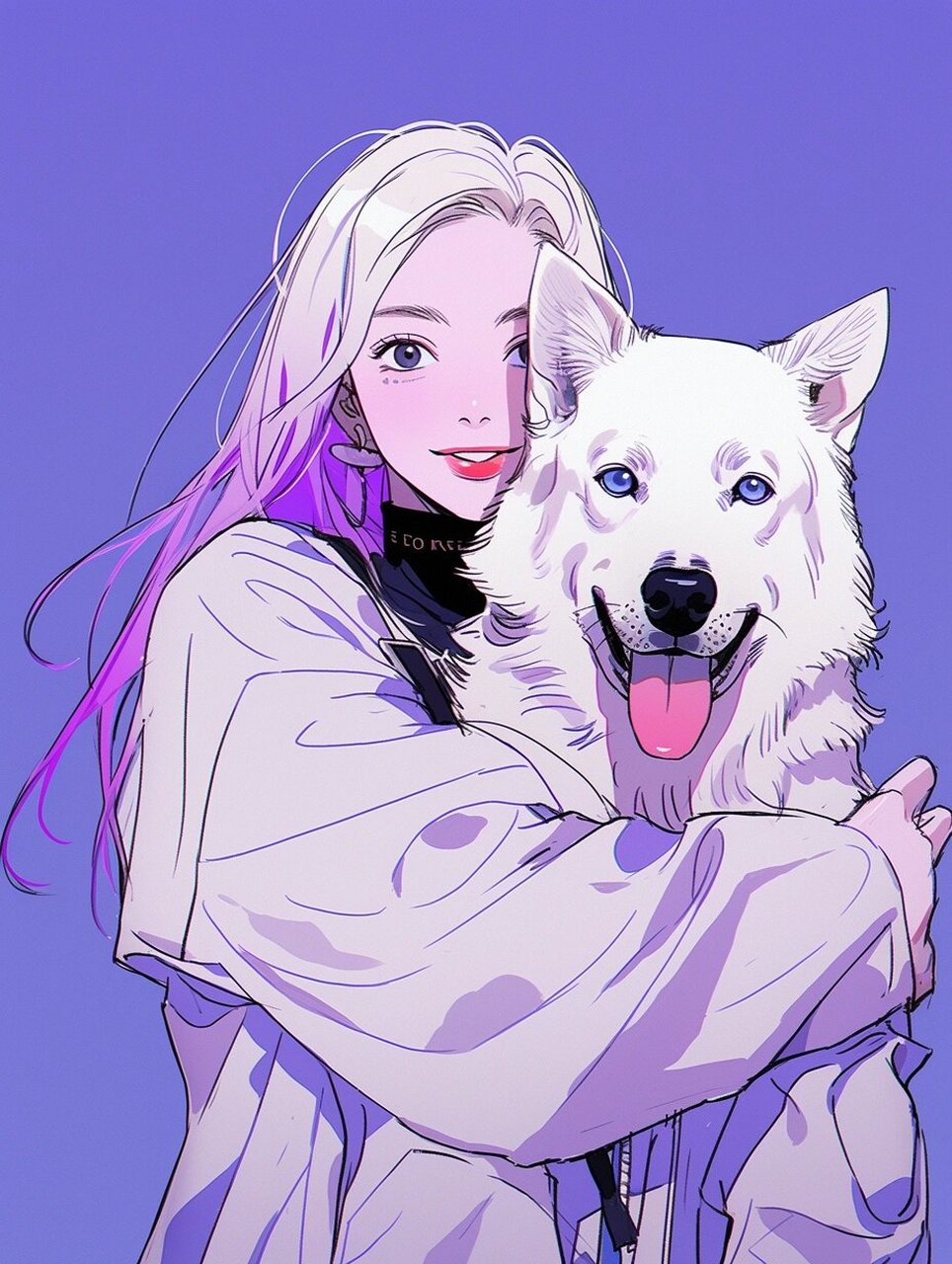 头像 | 和狼犬崽崽的合影(女生) 紫色很飒