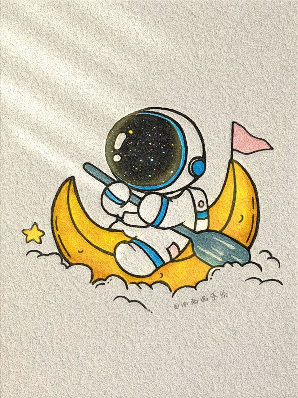 简笔画-宇航员    我是银河里的流浪家,你是月球里的常驻民,我环游