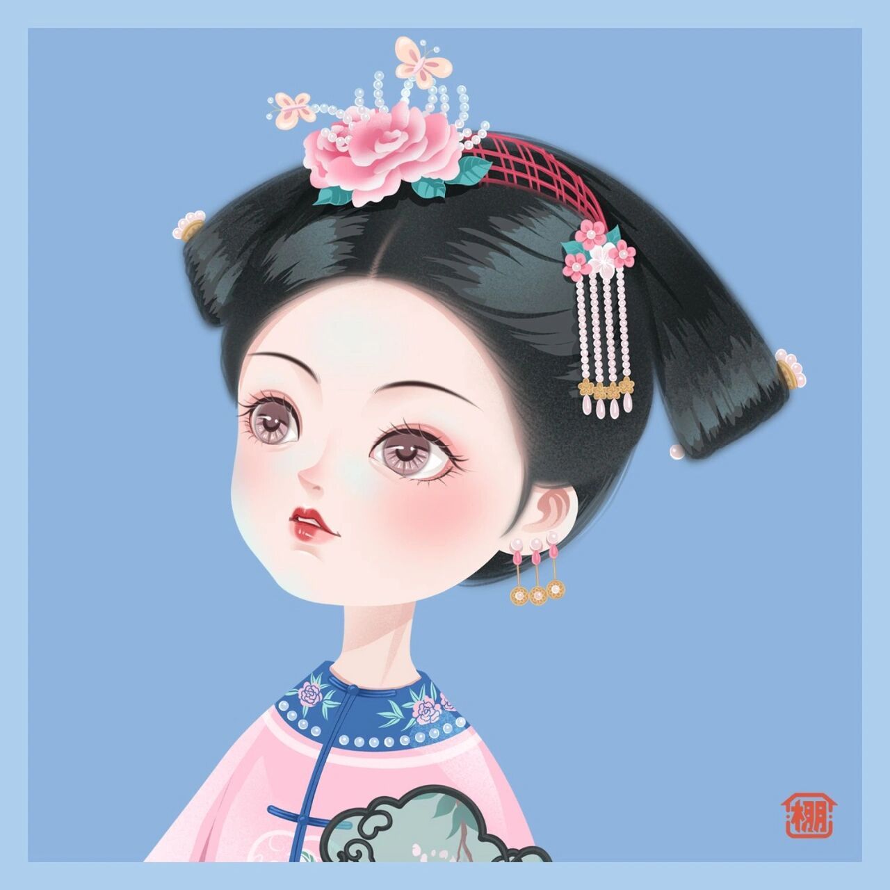 清小像头像合集下—清满女          	 清代满族女发型:包头盘发,知了