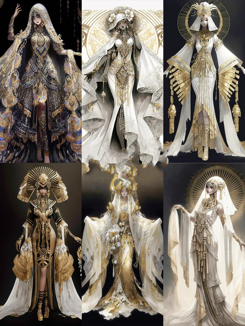 埃及风礼服-奢华黑金白金系列 裙子第188期 埃及元素的礼服裙子二出了