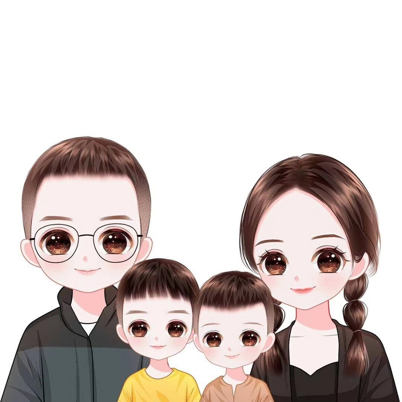 送给自己最可爱的全家福手绘头像 画画幸福一家人,最可爱的全家福手绘