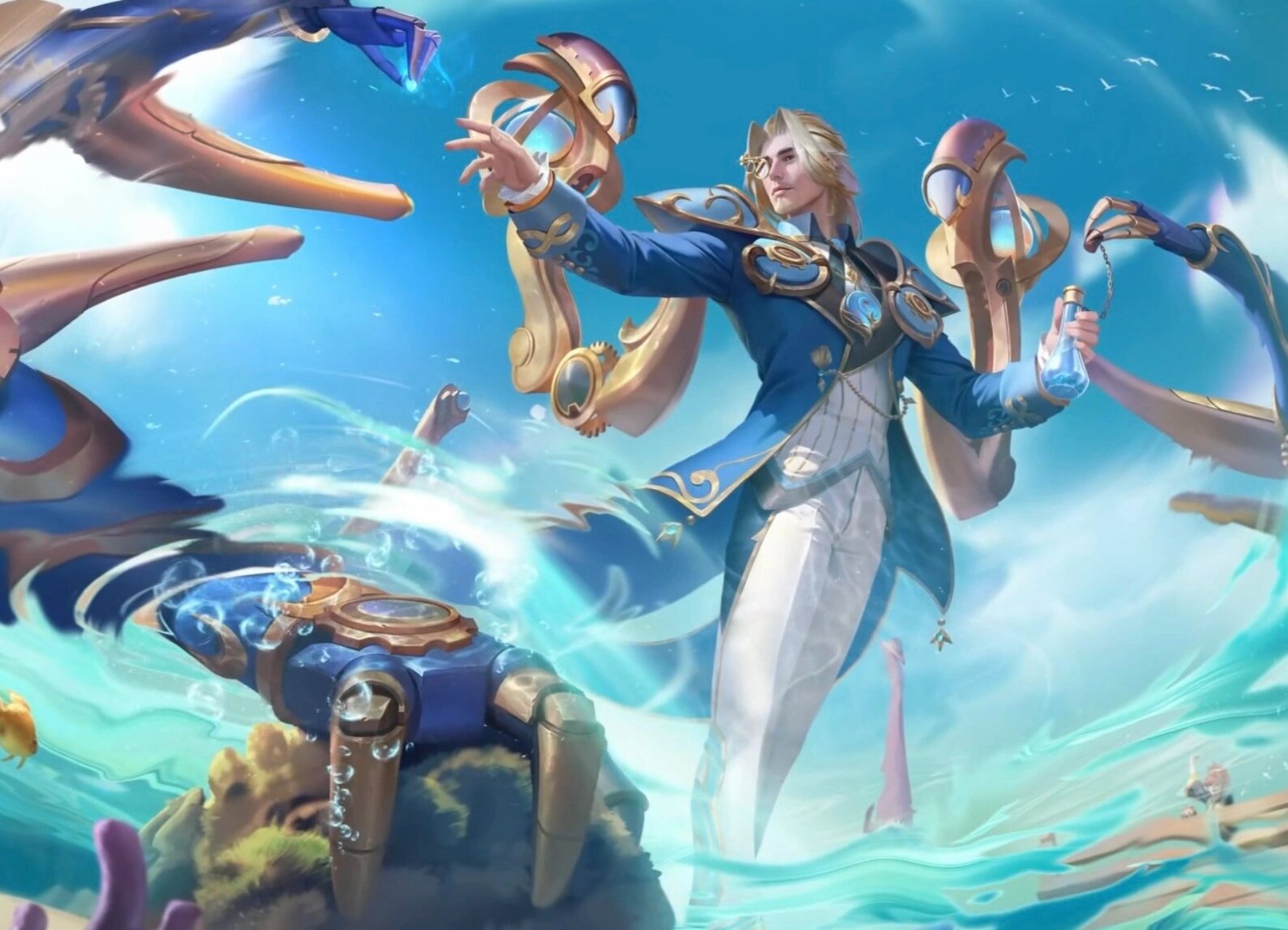 鲁班大师s32赛季皮肤探海日志技能特效展示!