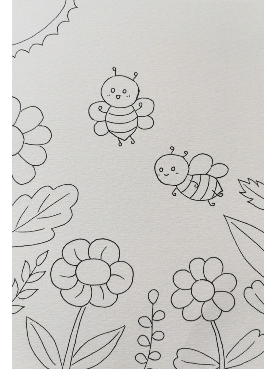 春天儿童主题画 幼儿园小学生简笔画分享 材料或工具:马克笔,勾线笔