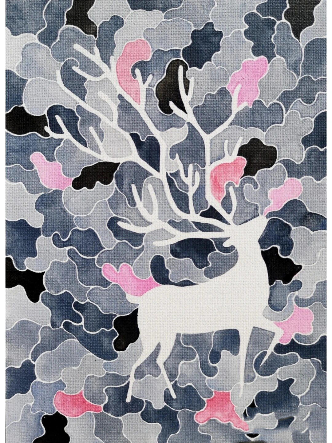 福鹿 一路有你 鹿(水彩画)