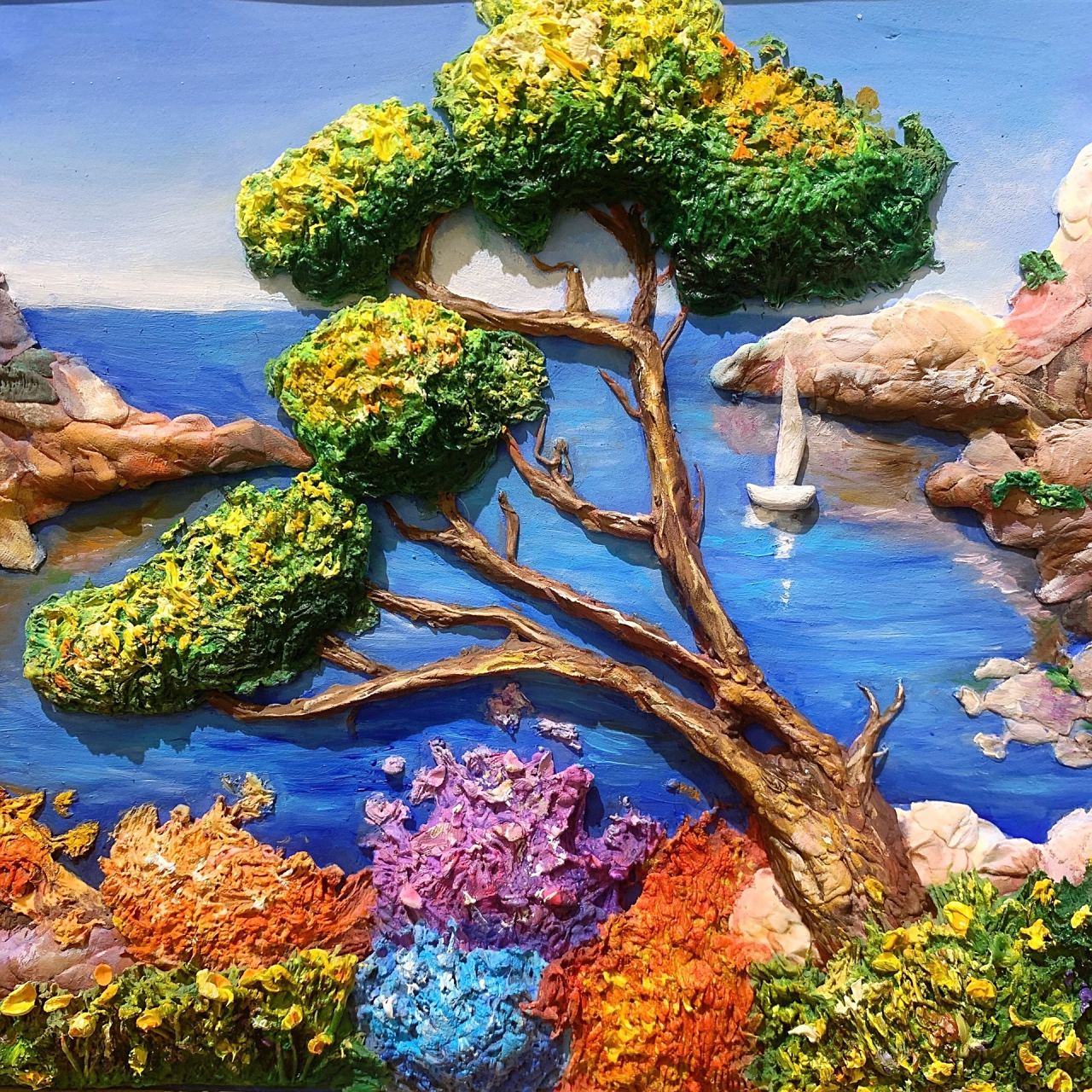 粘土画作品分享7915风景画 2022年前最后一个月了,愿你我逢冬多些