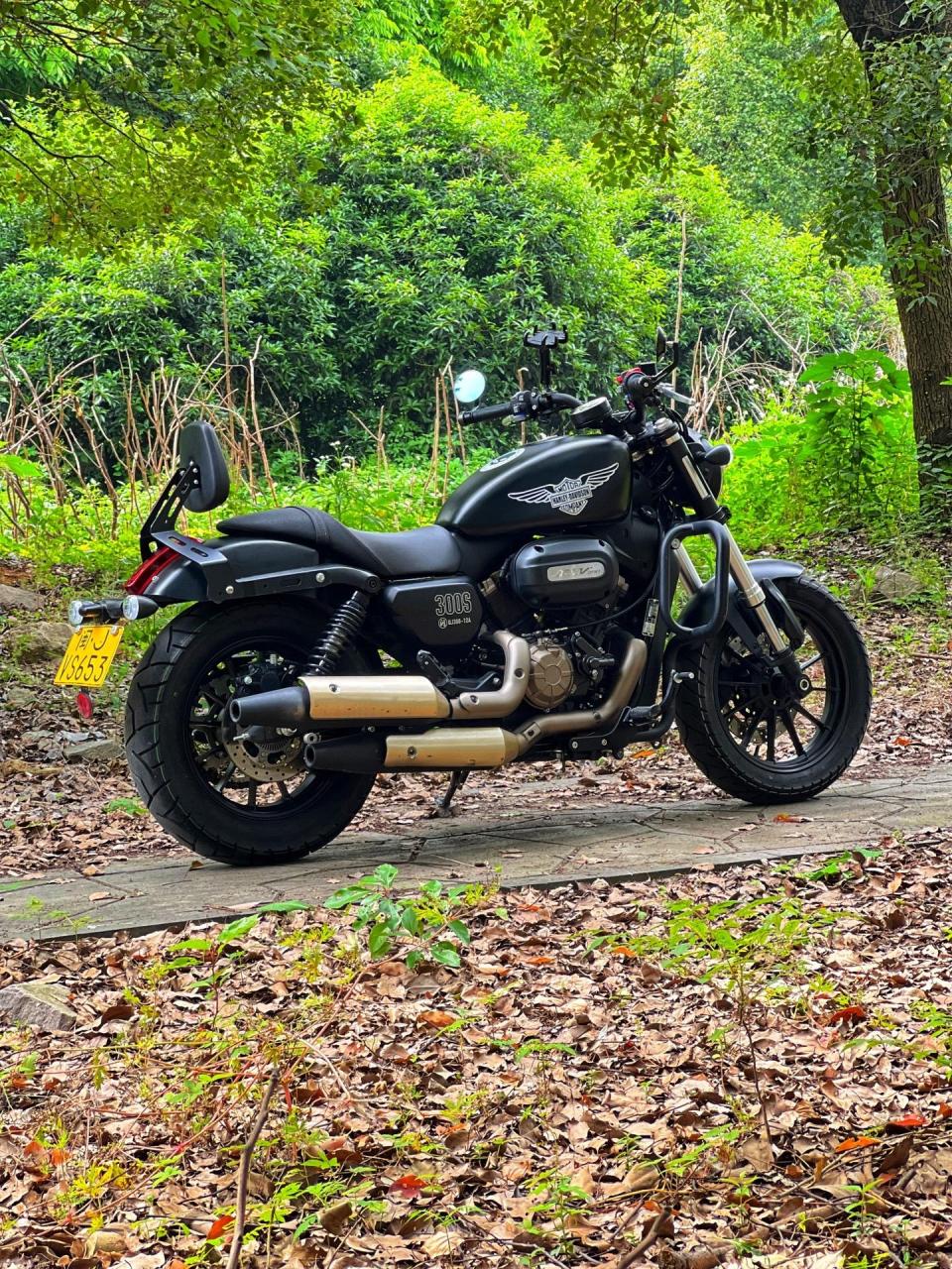 钱江闪300摩托车复古巡航 22年的车子安全行驶1880公里加装了靠背 护