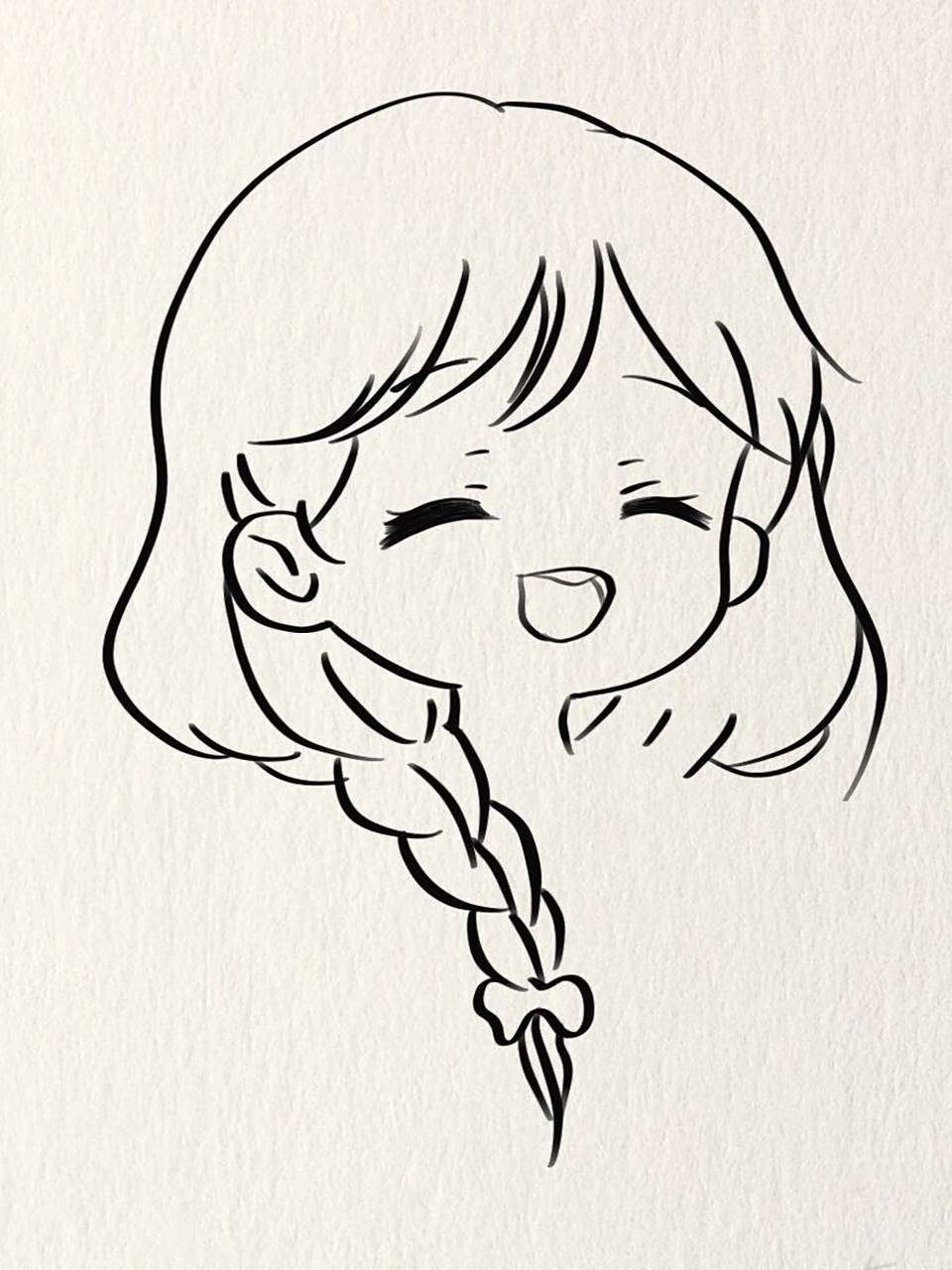 简笔画教程|爱笑的女孩14/100 爱笑的女孩子运气都不会差的