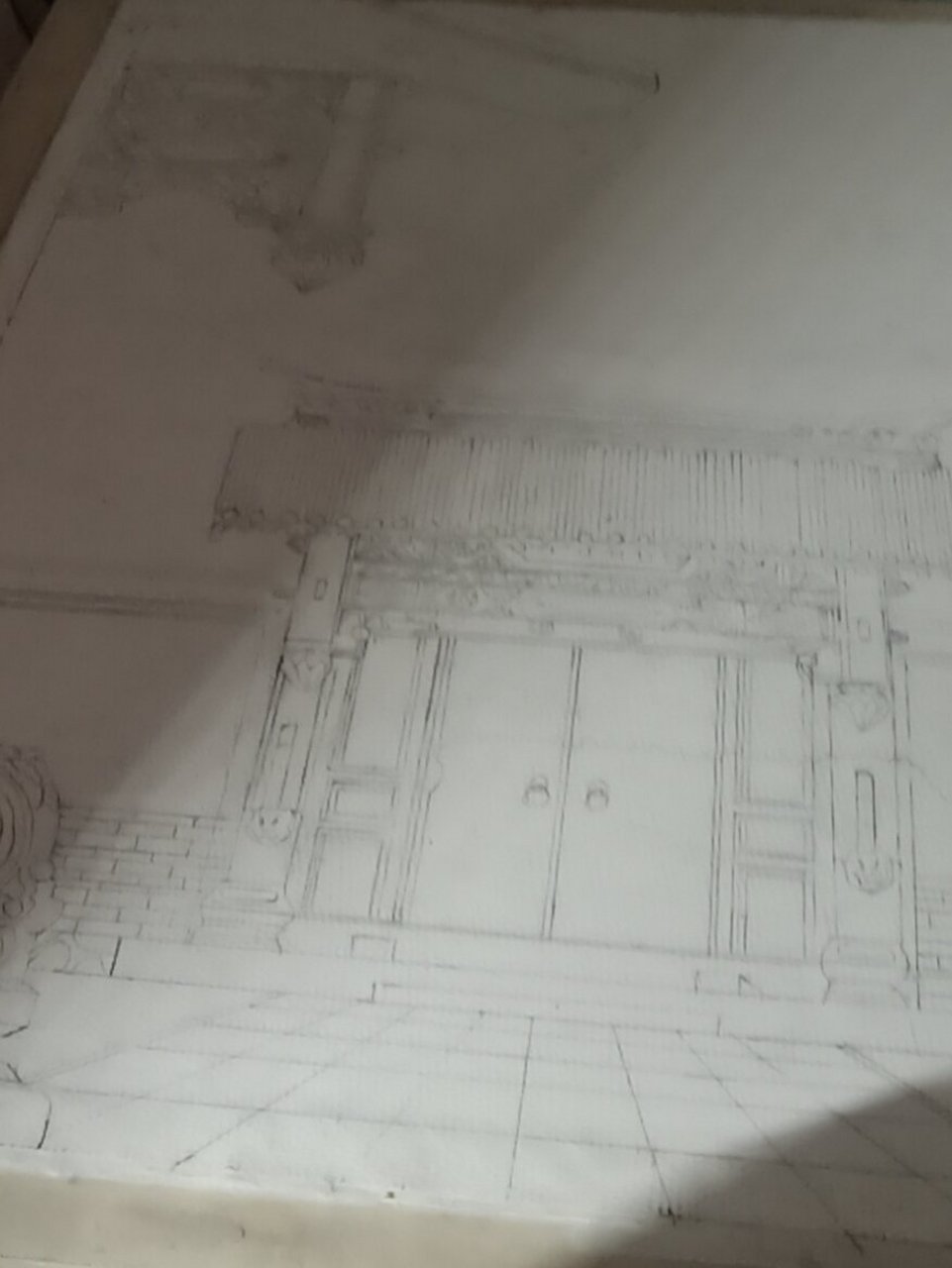 水彩画"清代垂花门" 画了两天半终于完成啦,小白一个,自己随便画的!