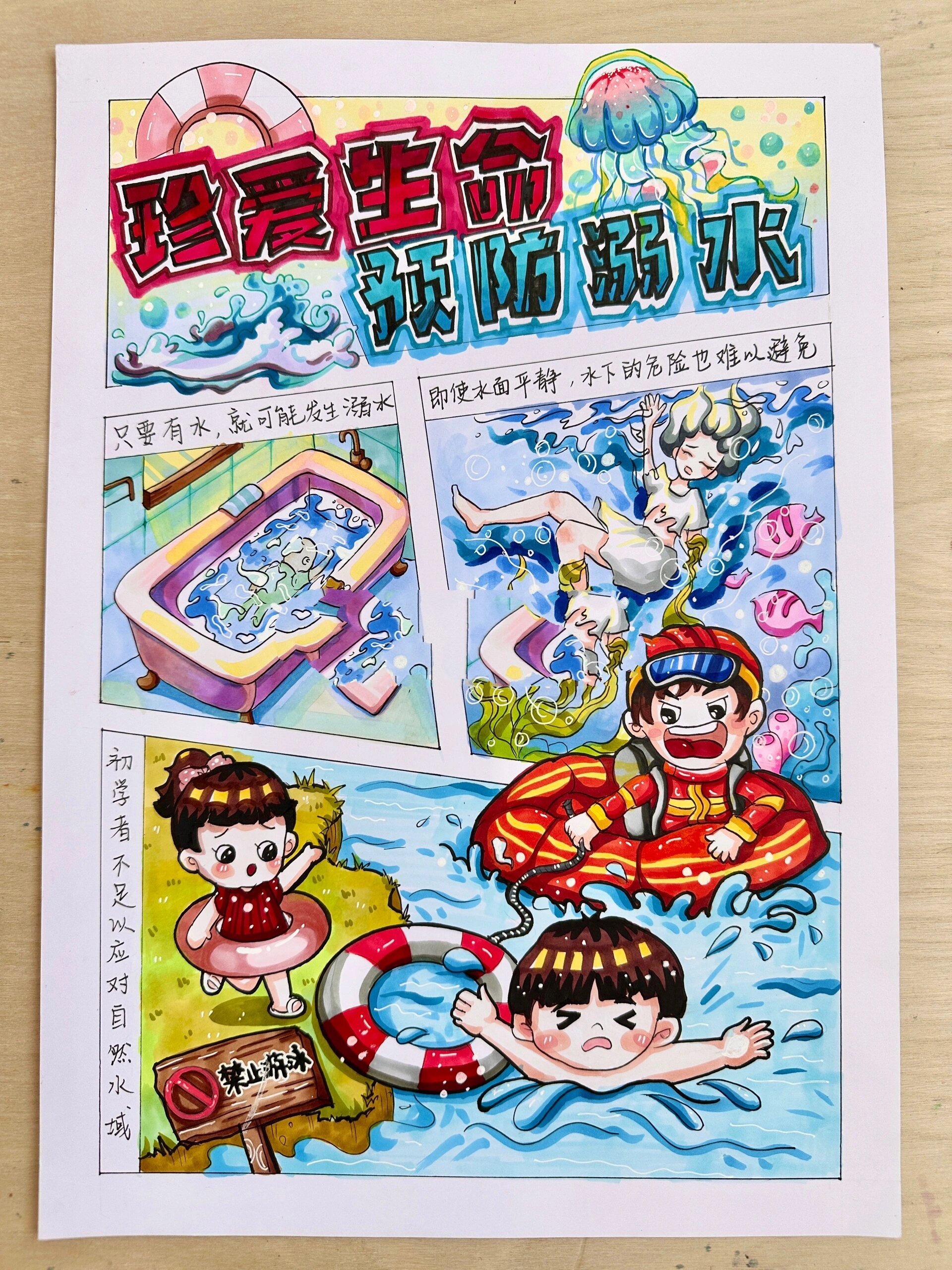 珍爱生命 预防溺水 主题画