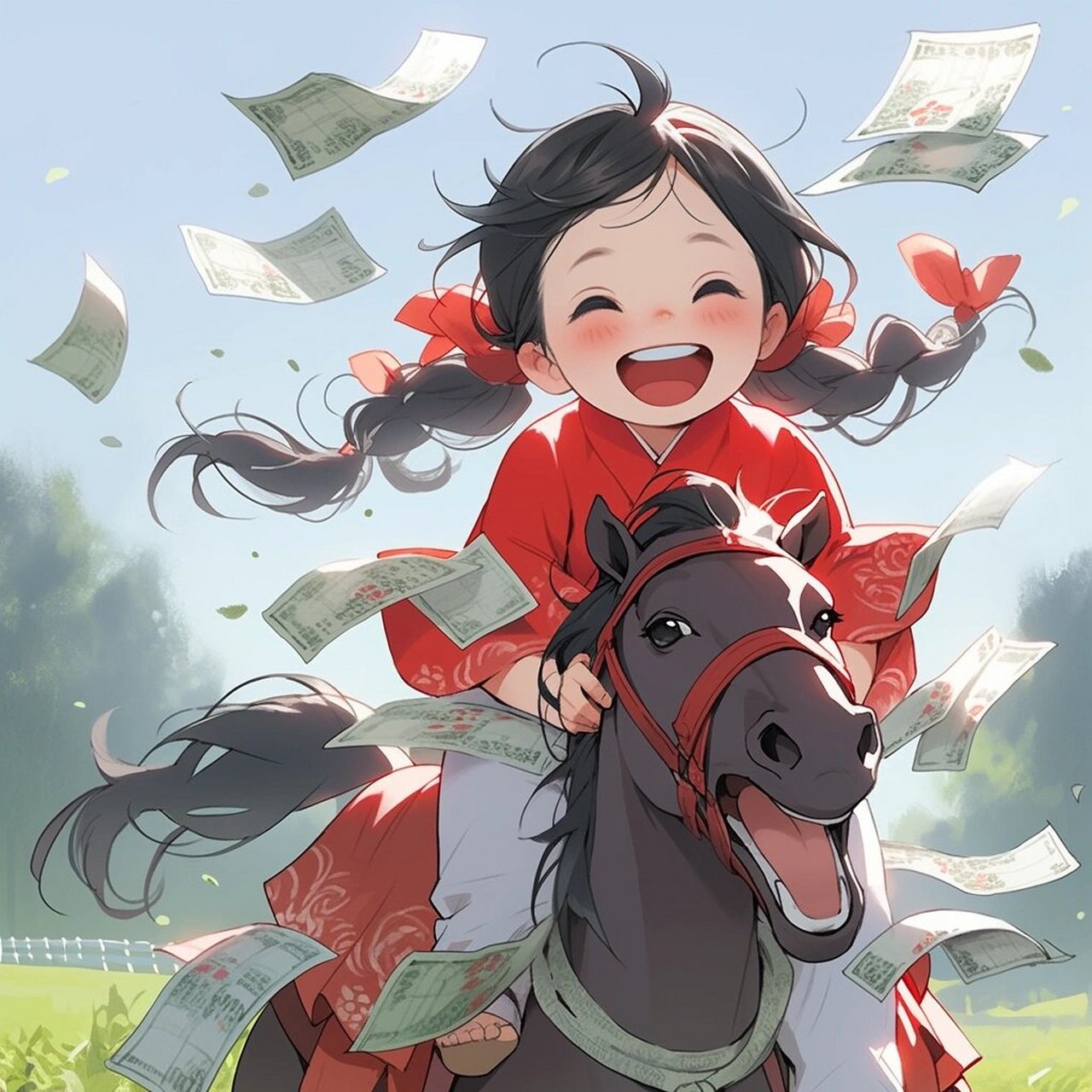 马上发财 #当我换了新头像# #古风插画# #ai绘画# #微信头像# #好运