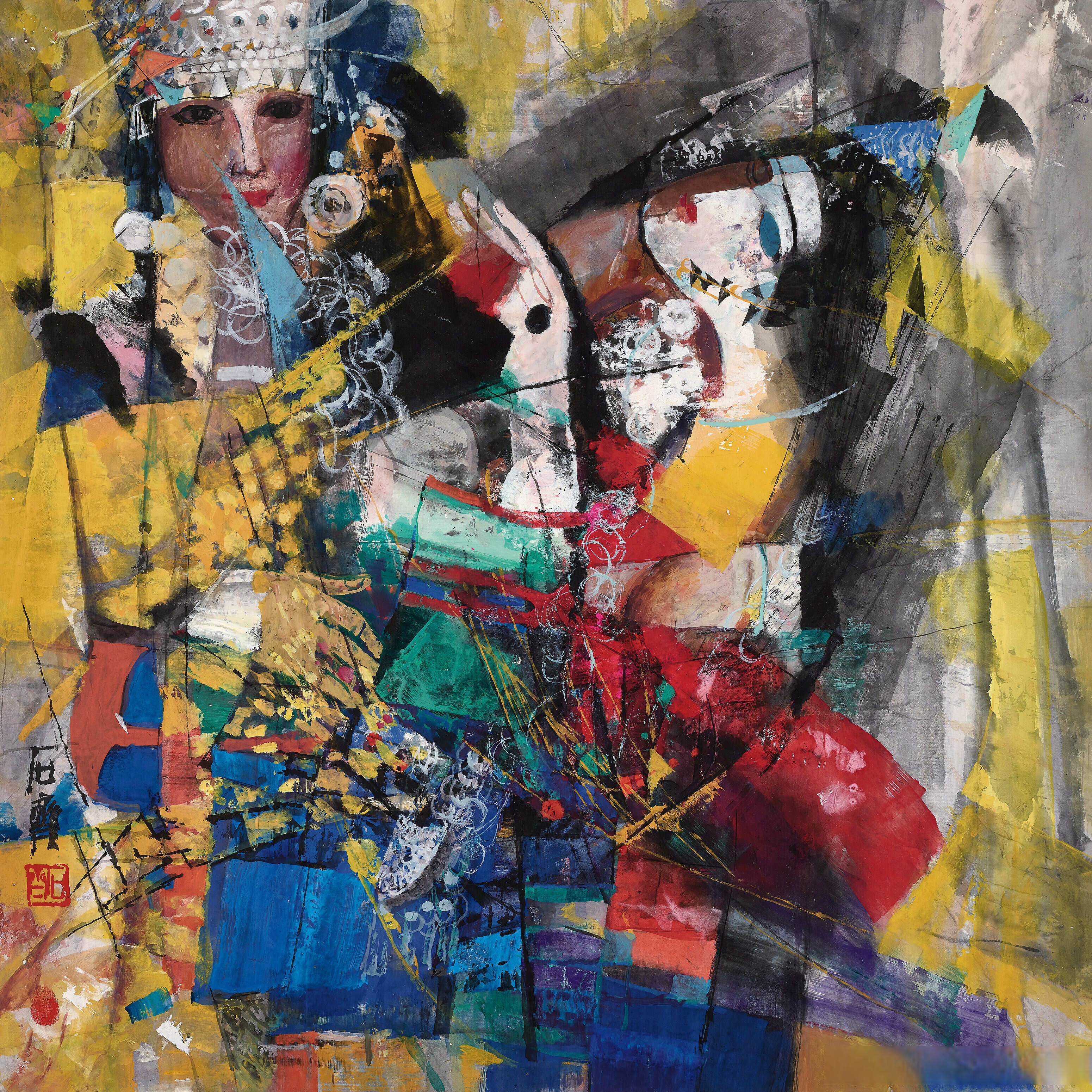 画家石齐人物画