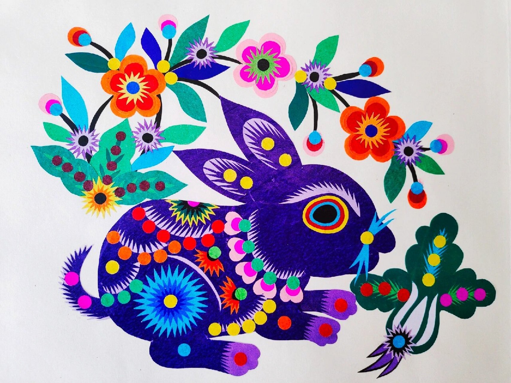 《彩贴剪纸·十二生肖》 古老的剪纸艺术离不开传统的民俗活动,十二