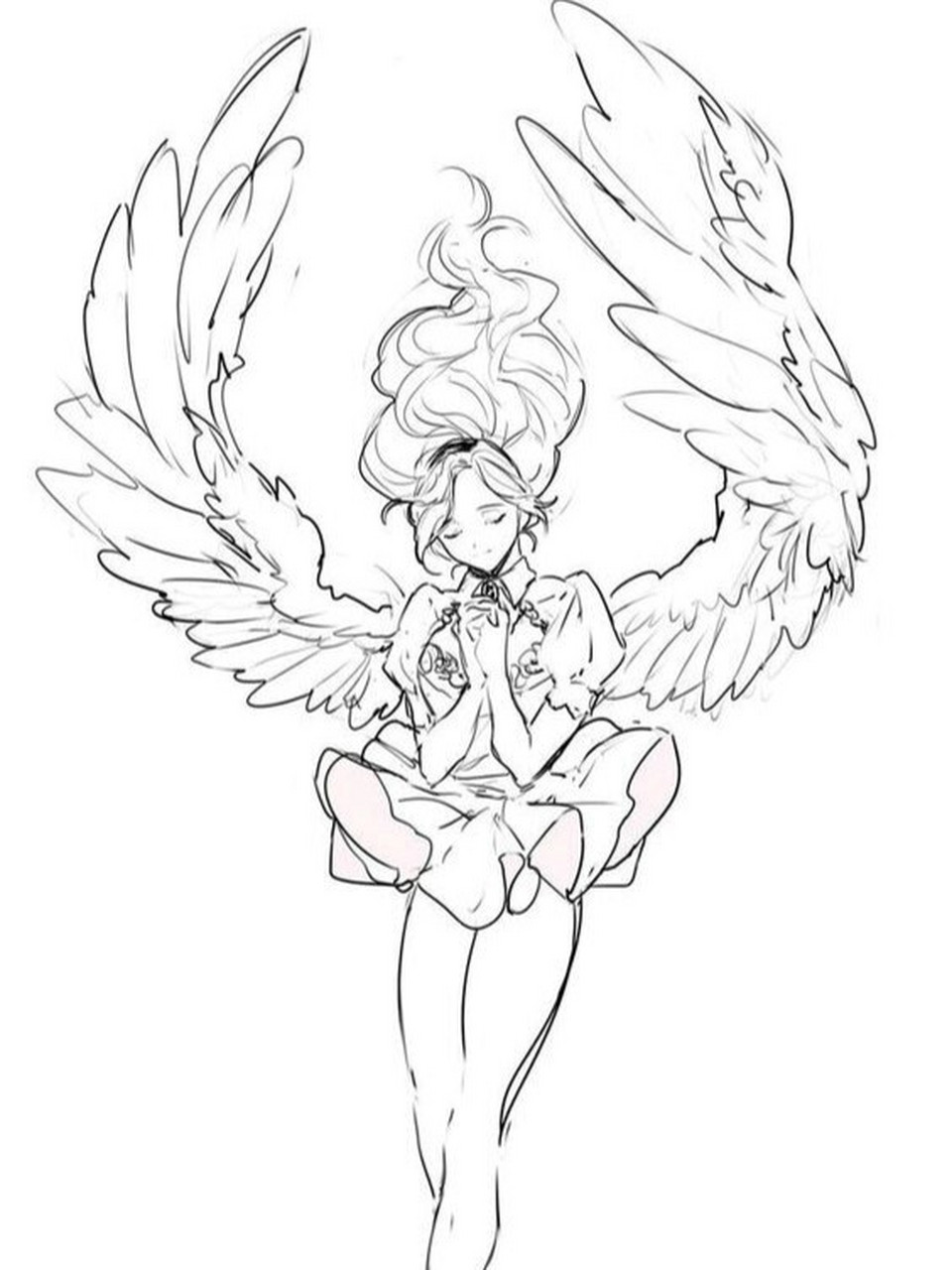 【板绘素材】人物线稿设计临摹95 当仙女降临时,我们怎会不激动大伙