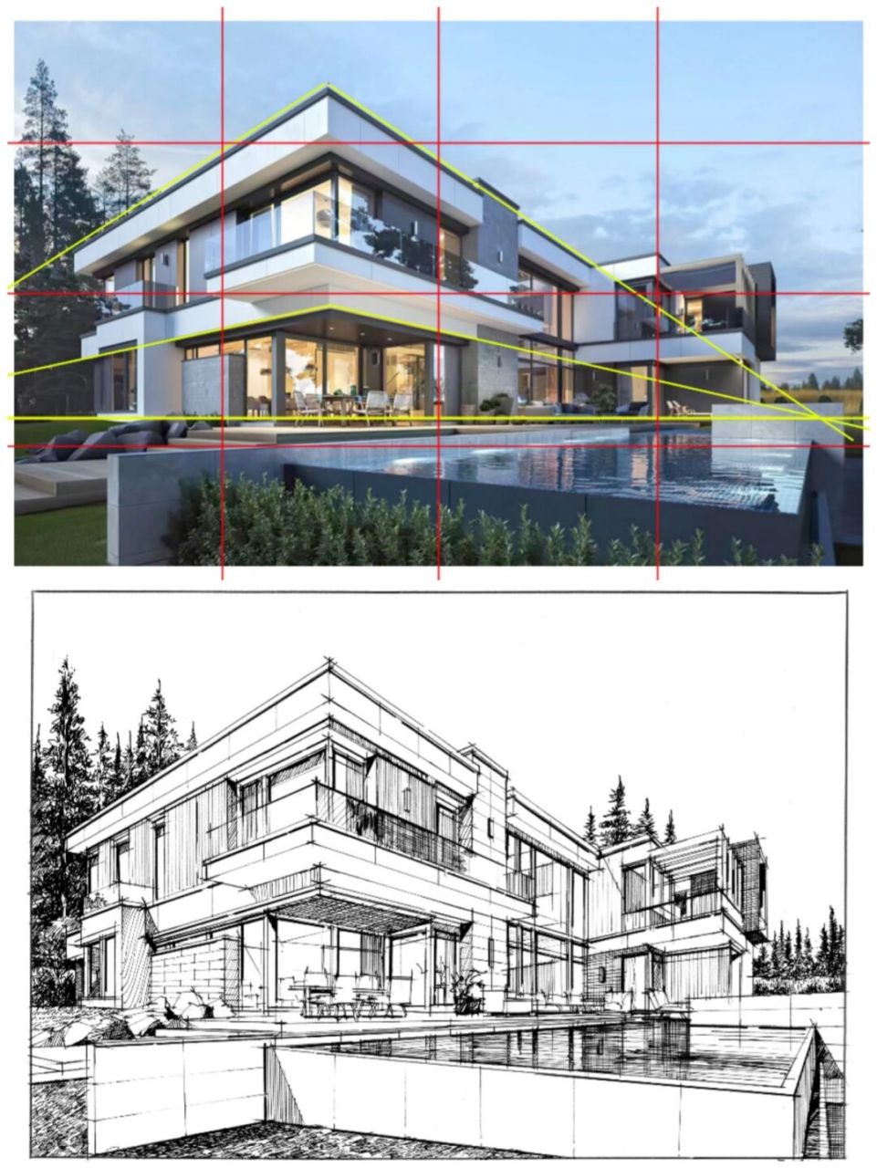 建筑两点透视精细稿步骤图 今天画了张精细稿,大家看看吧,主页可加入