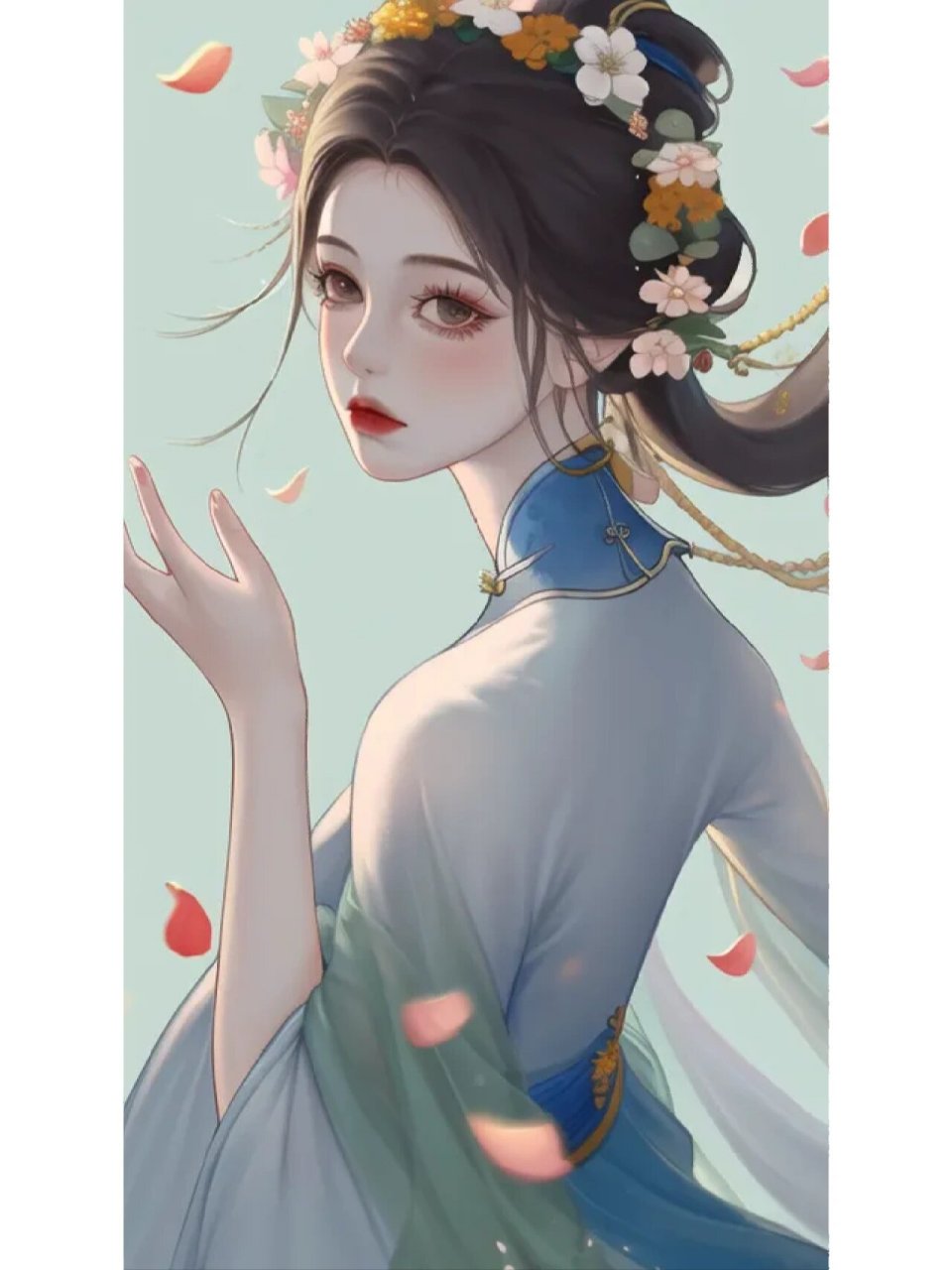 汉服中国风优雅女子,动漫二次元绘画人物