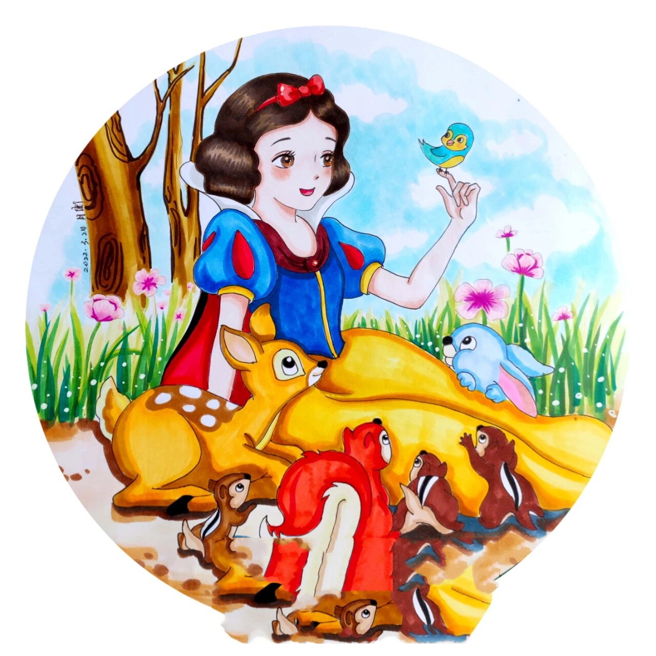 童话梦里的白雪公主临摹(步骤图) 马克笔手绘