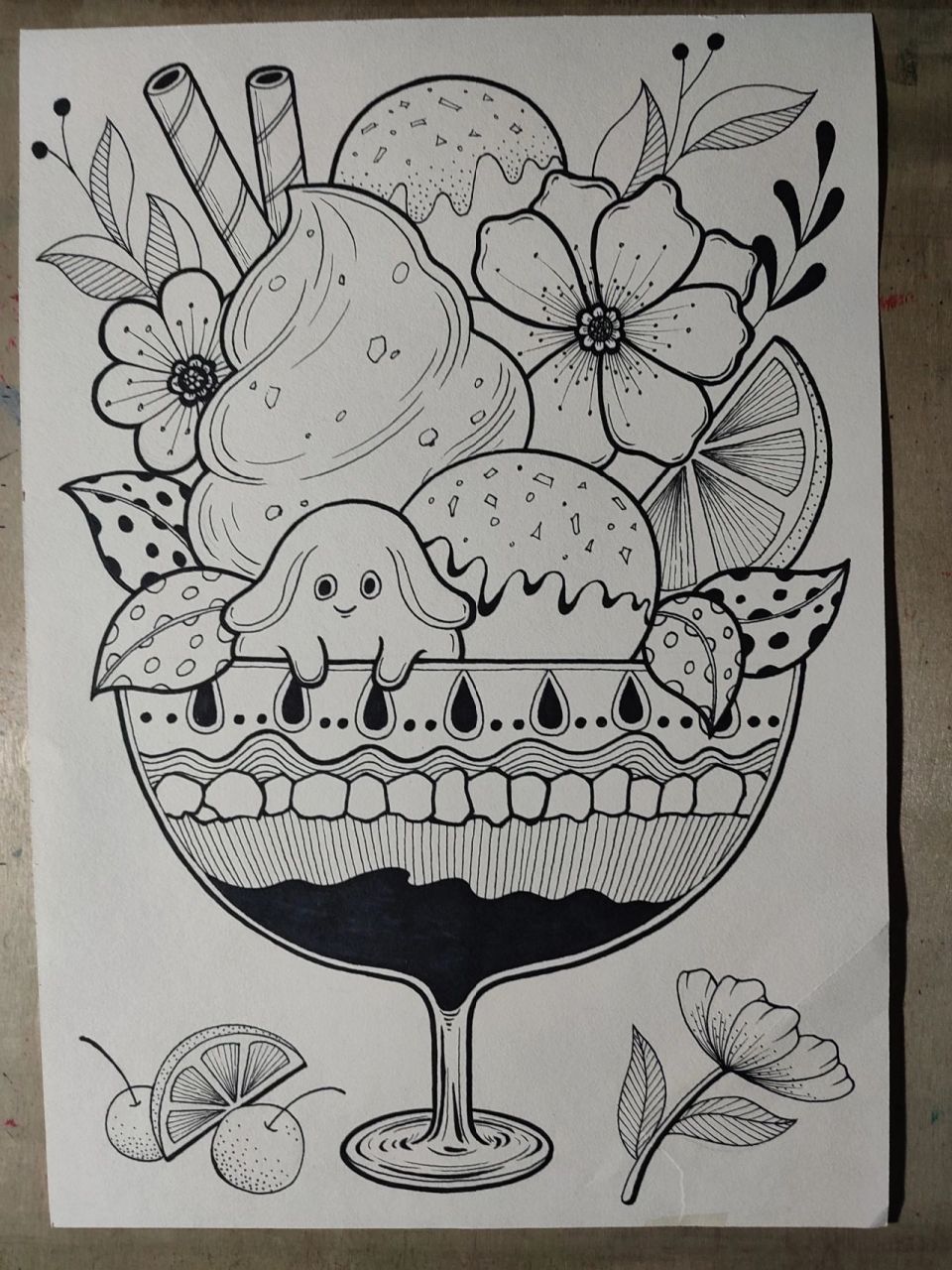 黑白线描《步骤图》 #零基础学画画