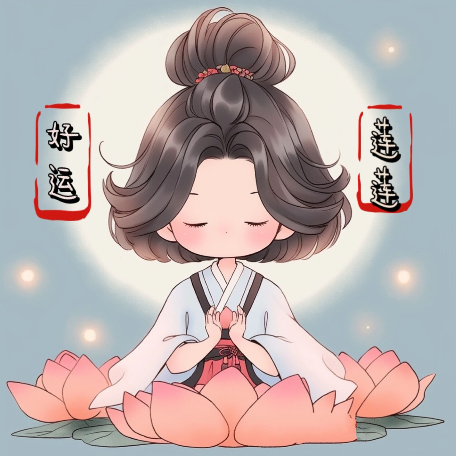 荷花女孩 佛系少女|治愈系头像 前面几张我加了字,后面的是没加字的