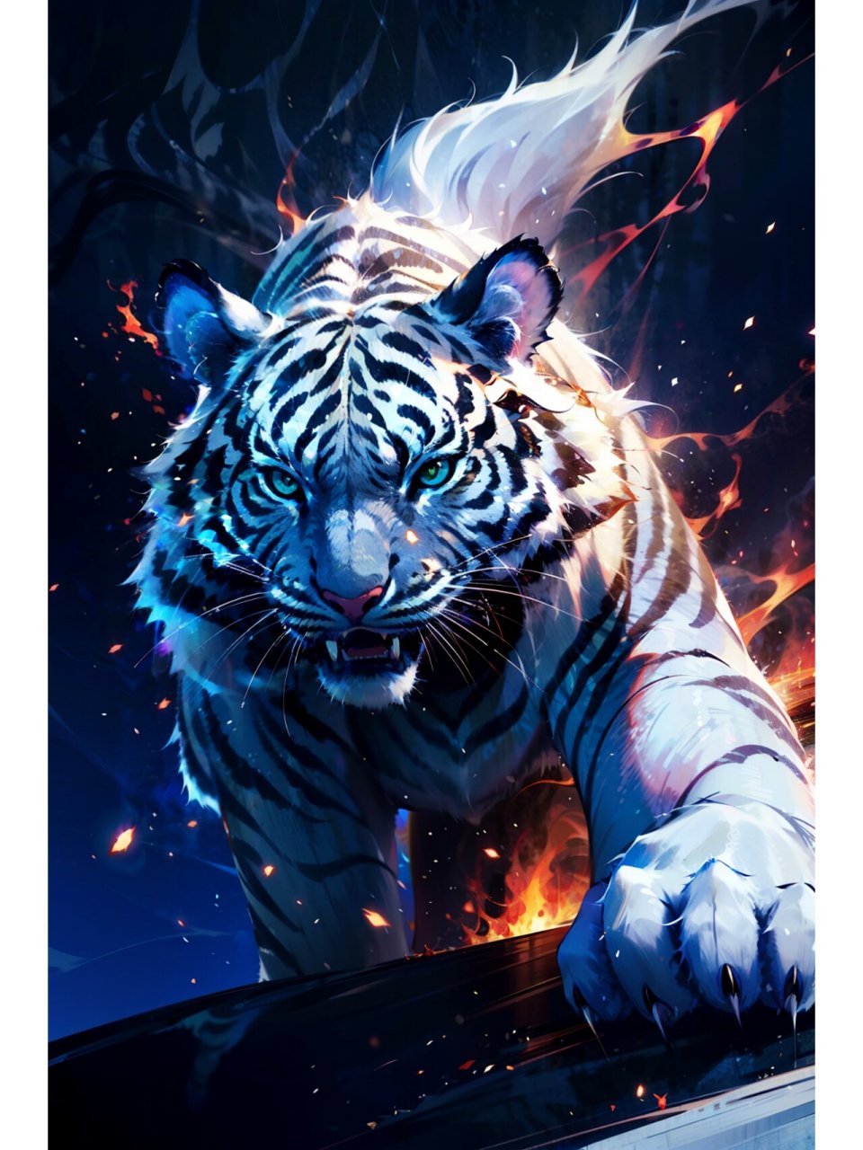 ai绘画|《山海经》白虎 白虎,又称玉虎,西王虎,是中国古代"四大神兽"